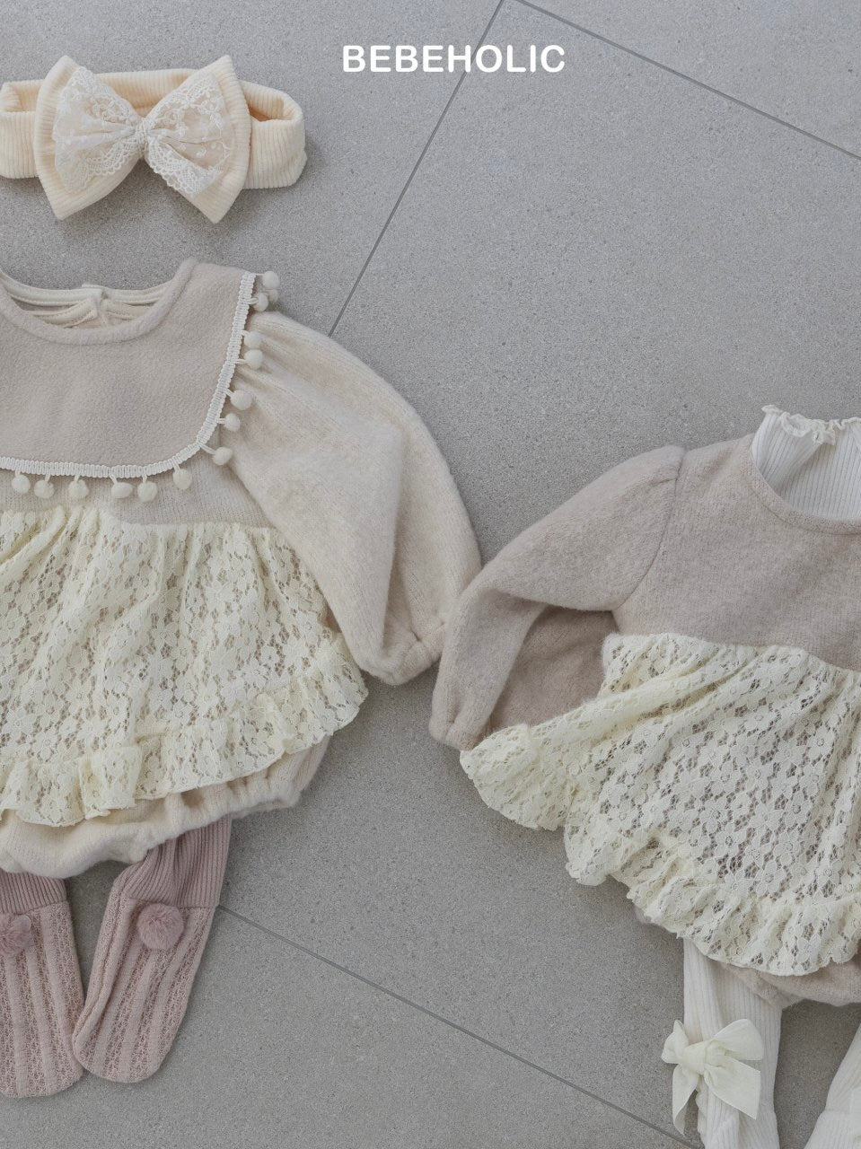Lace frill rompers