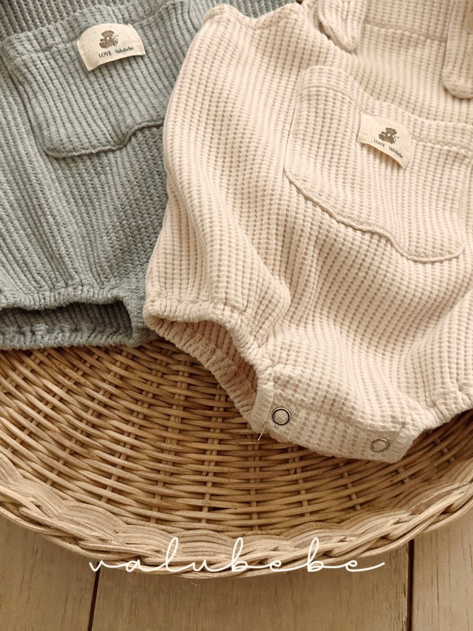 Waffle overall rompers