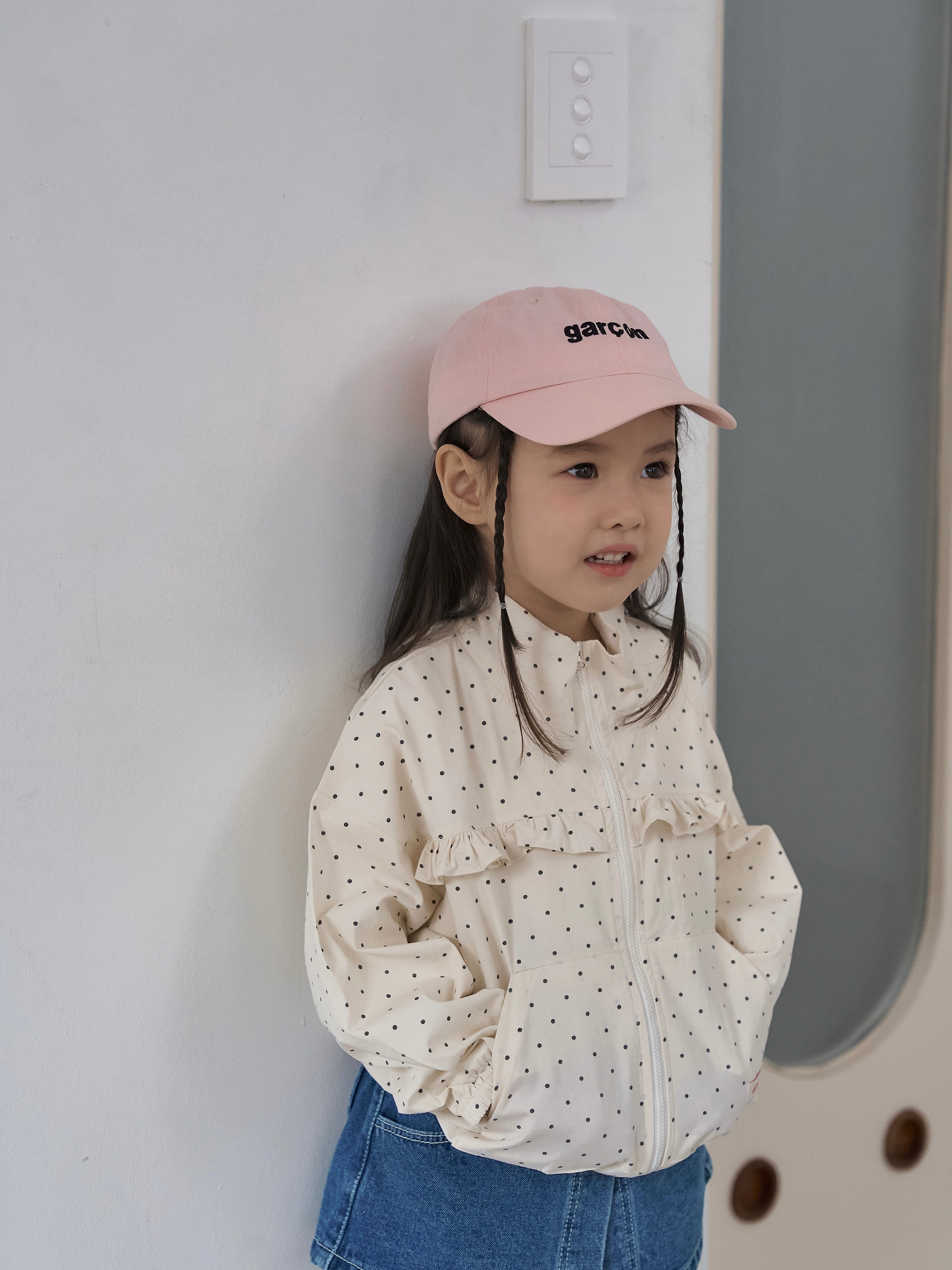 Polka dot zip up jacket