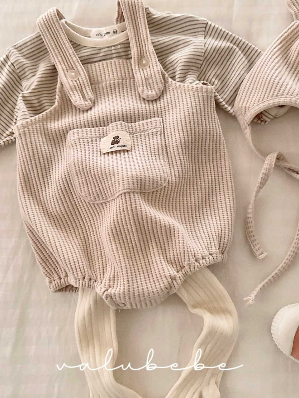 Waffle overall rompers