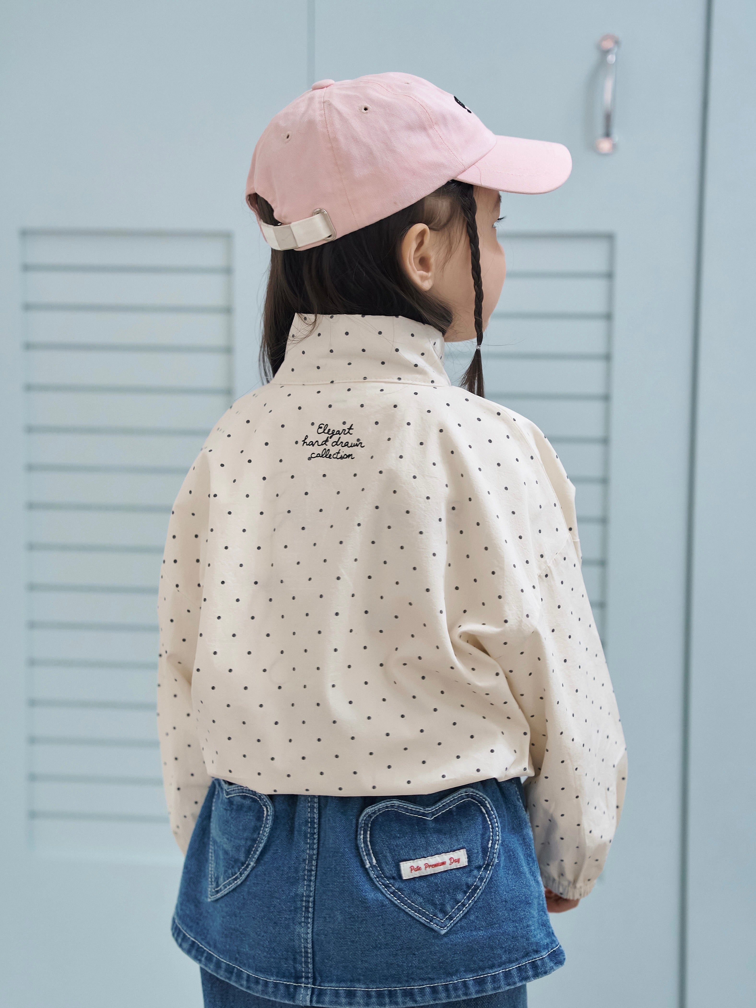 Polka dot zip up jacket