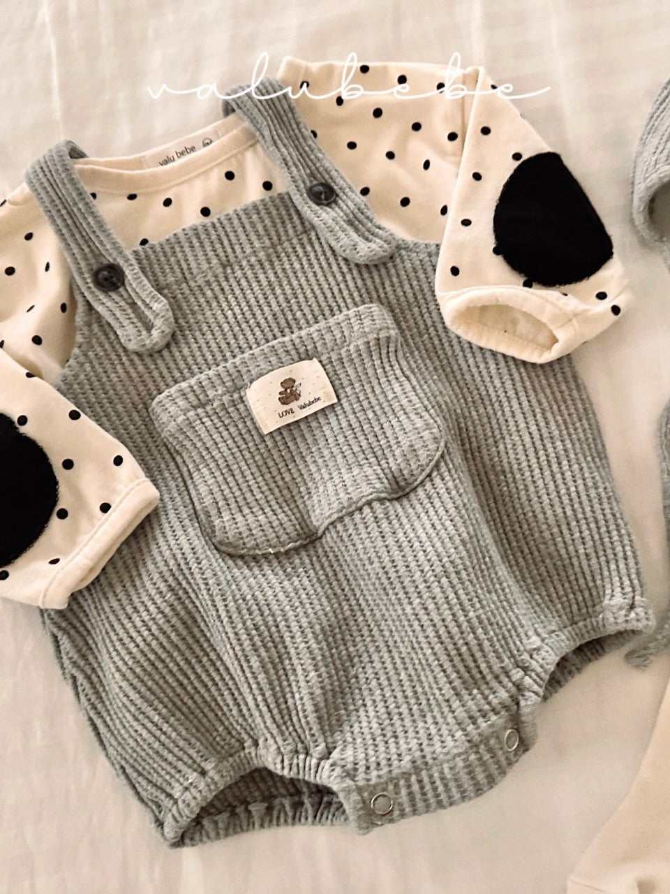 Waffle overall rompers