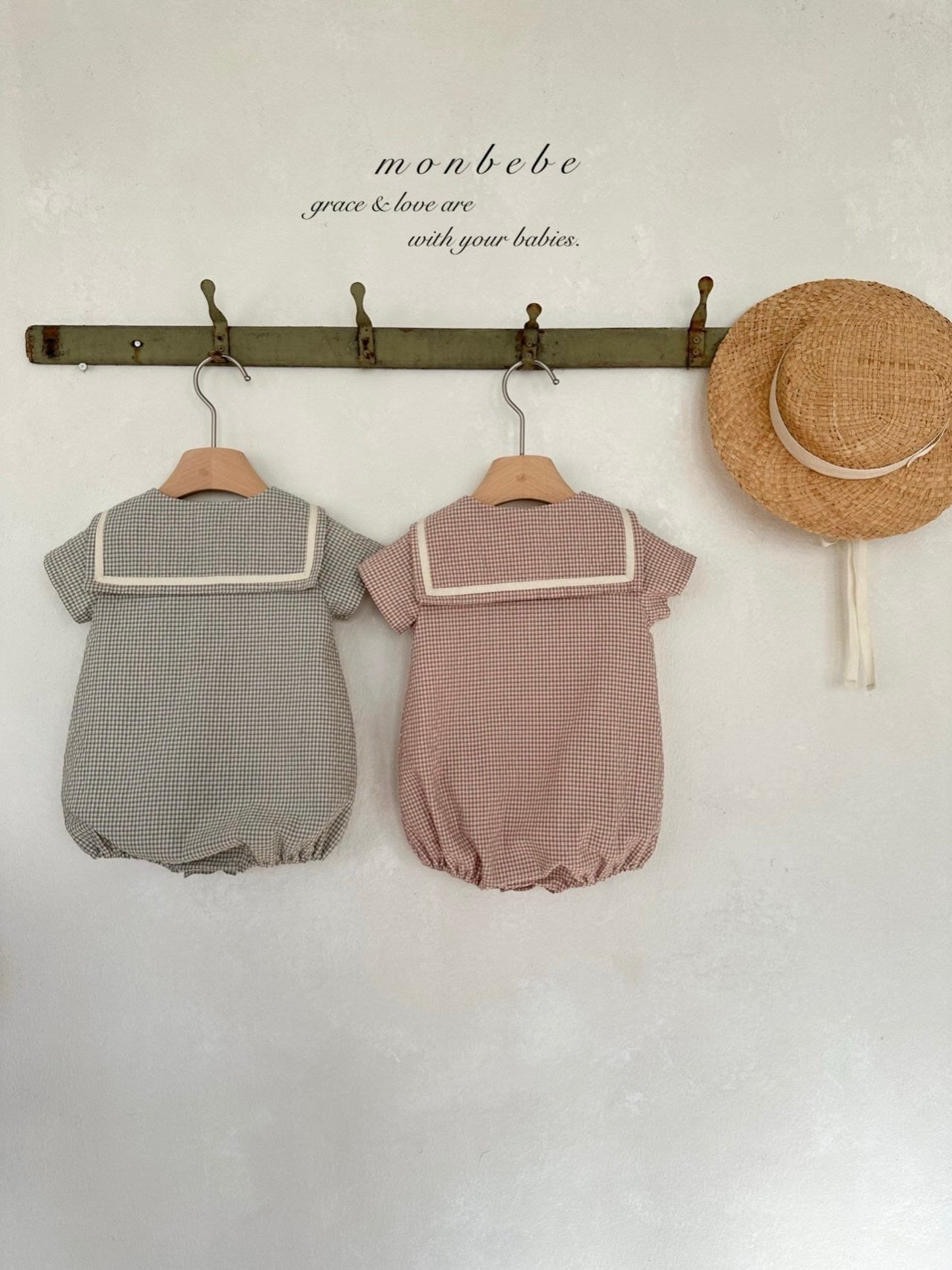 Checked sailor rompers