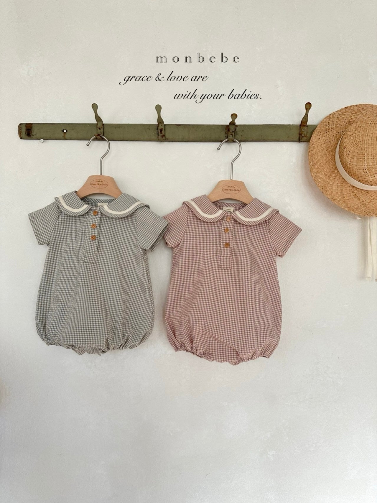 Checked sailor rompers