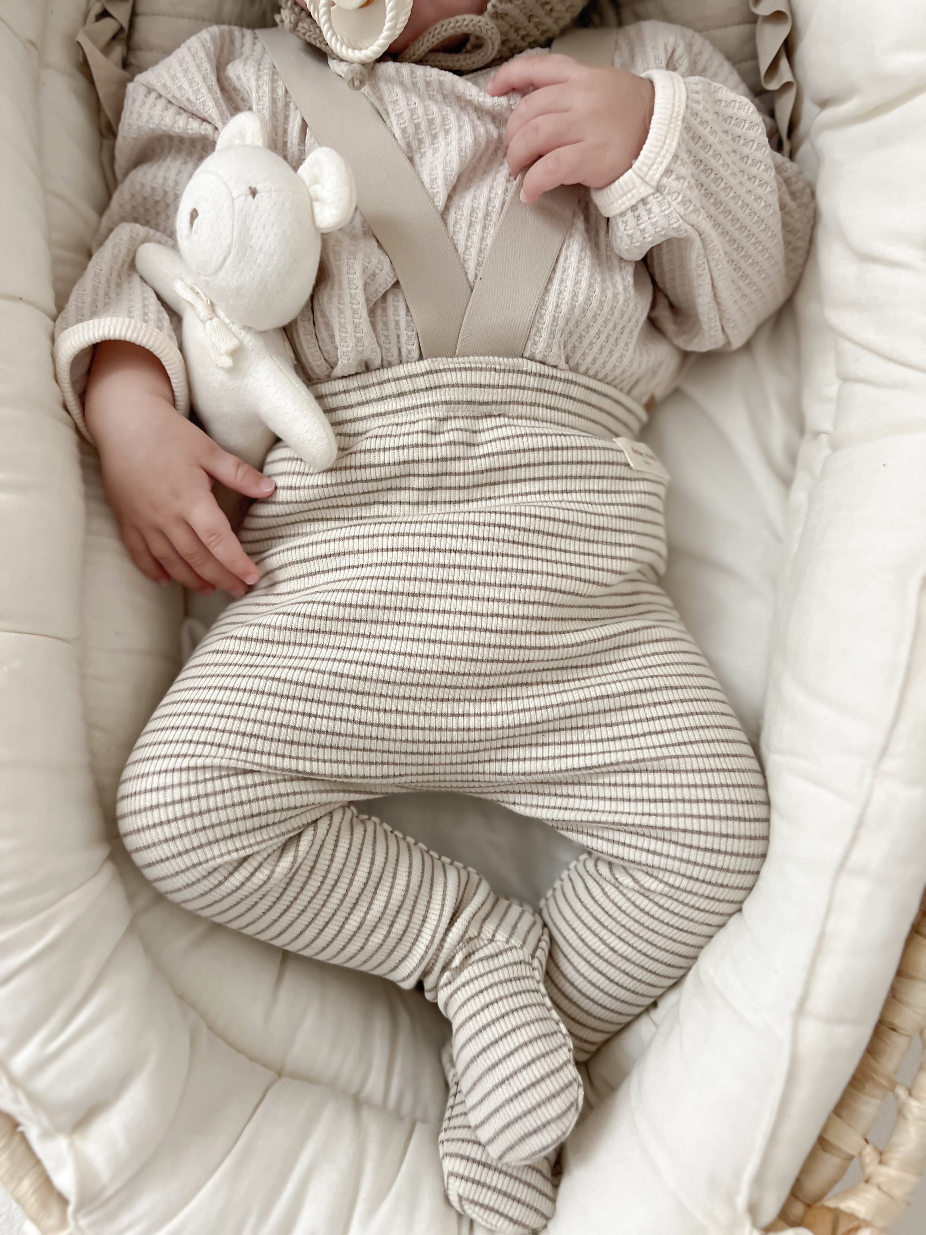 Bebe stripe suspender leggings