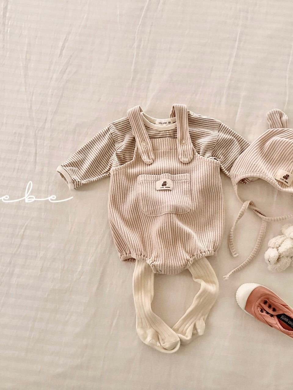 Waffle overall rompers