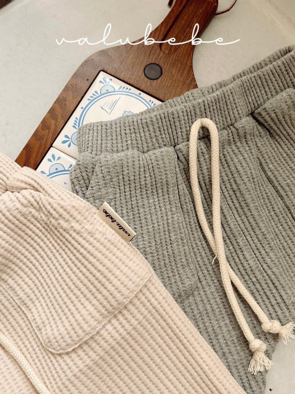 Wide waffle baggy pants