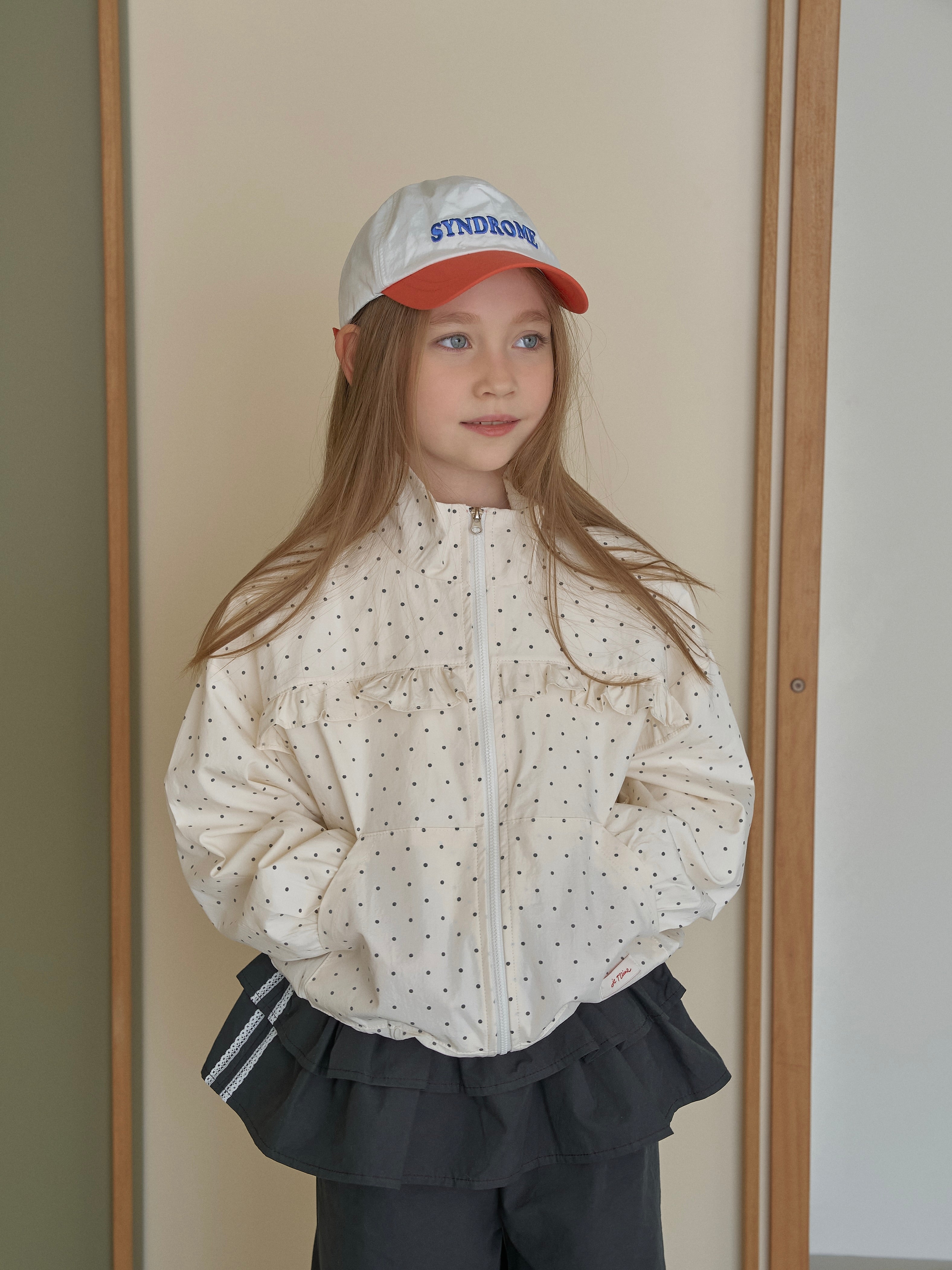 Polka dot zip up jacket