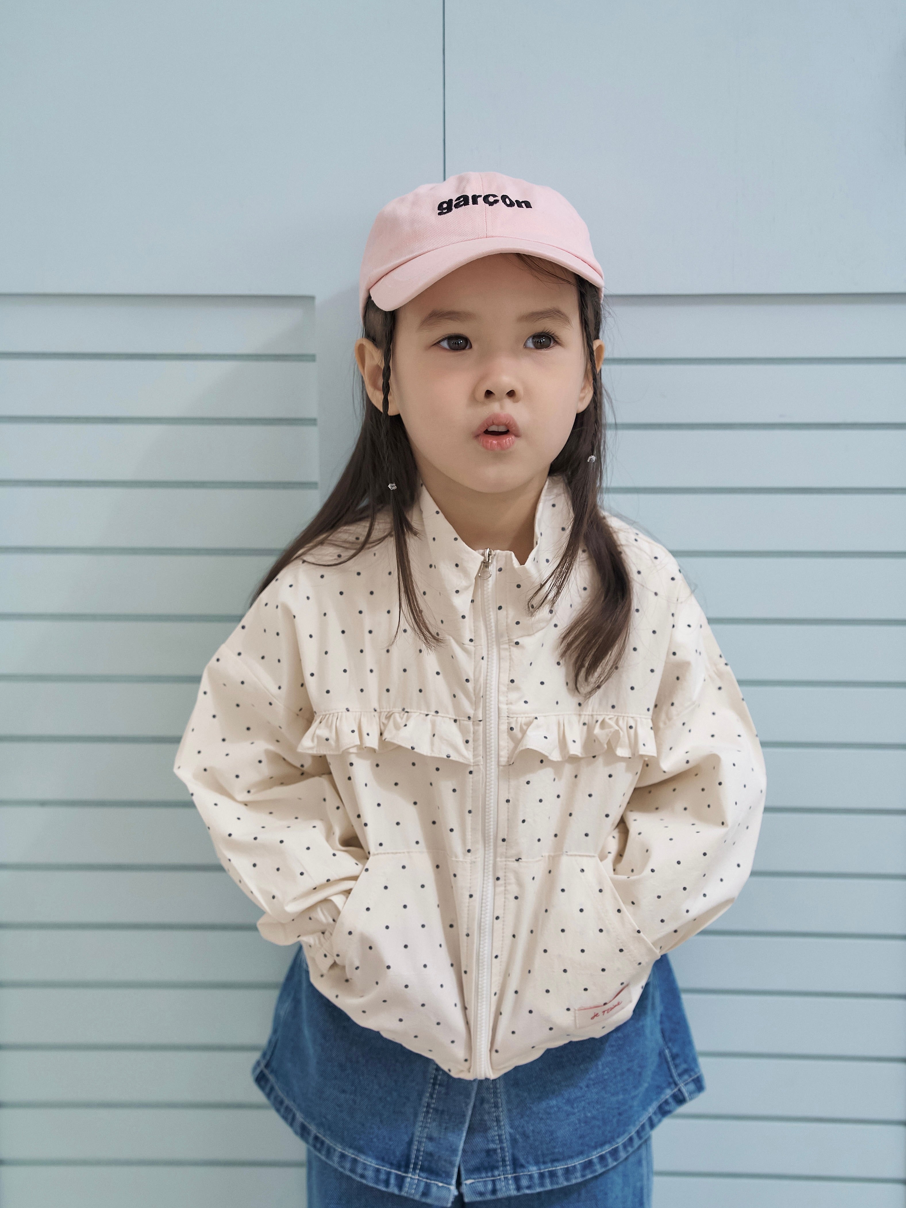 Polka dot zip up jacket