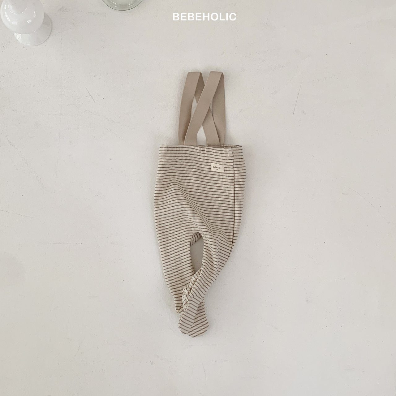 Bebe stripe suspender leggings