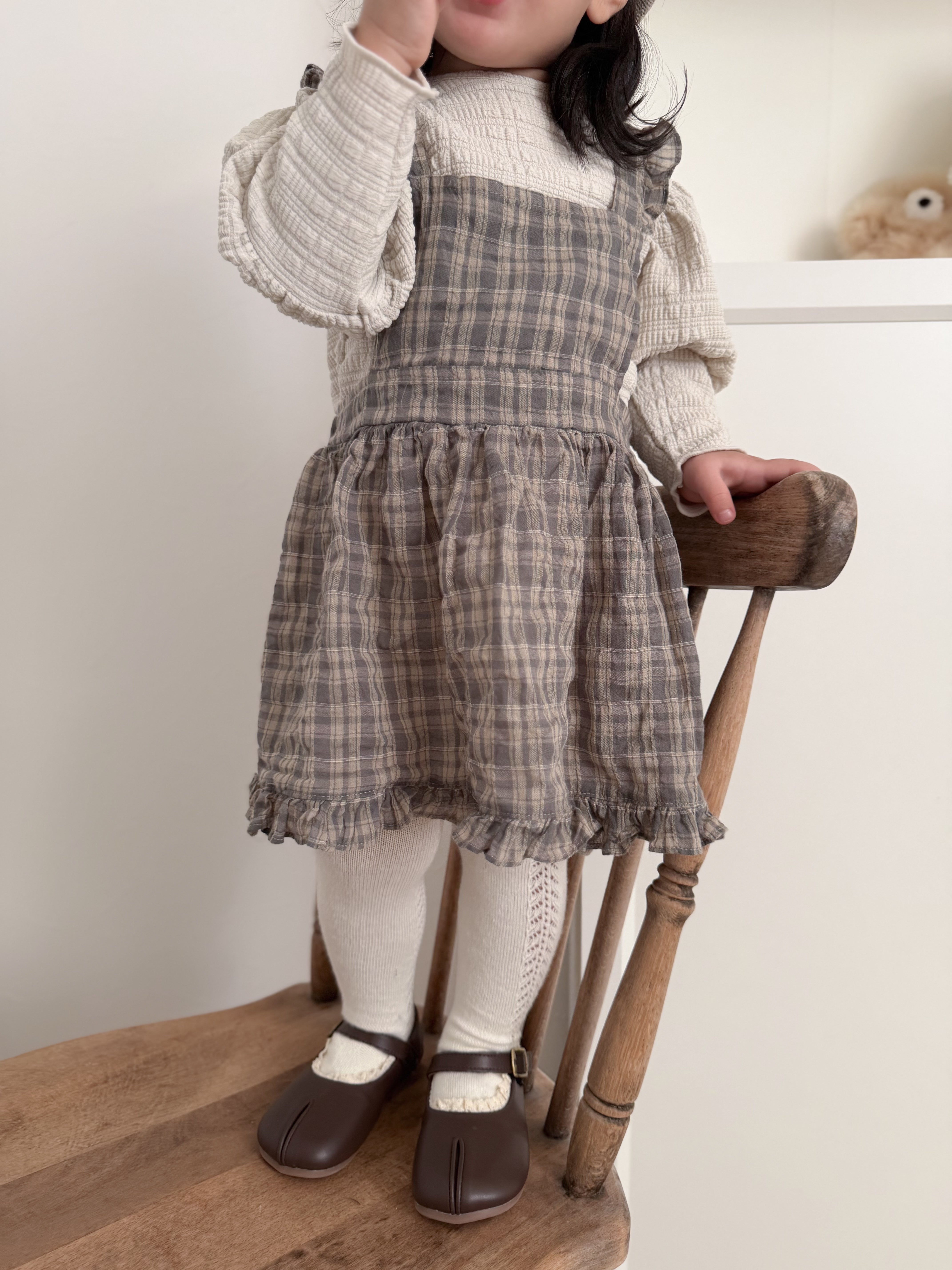 Check frill one piece