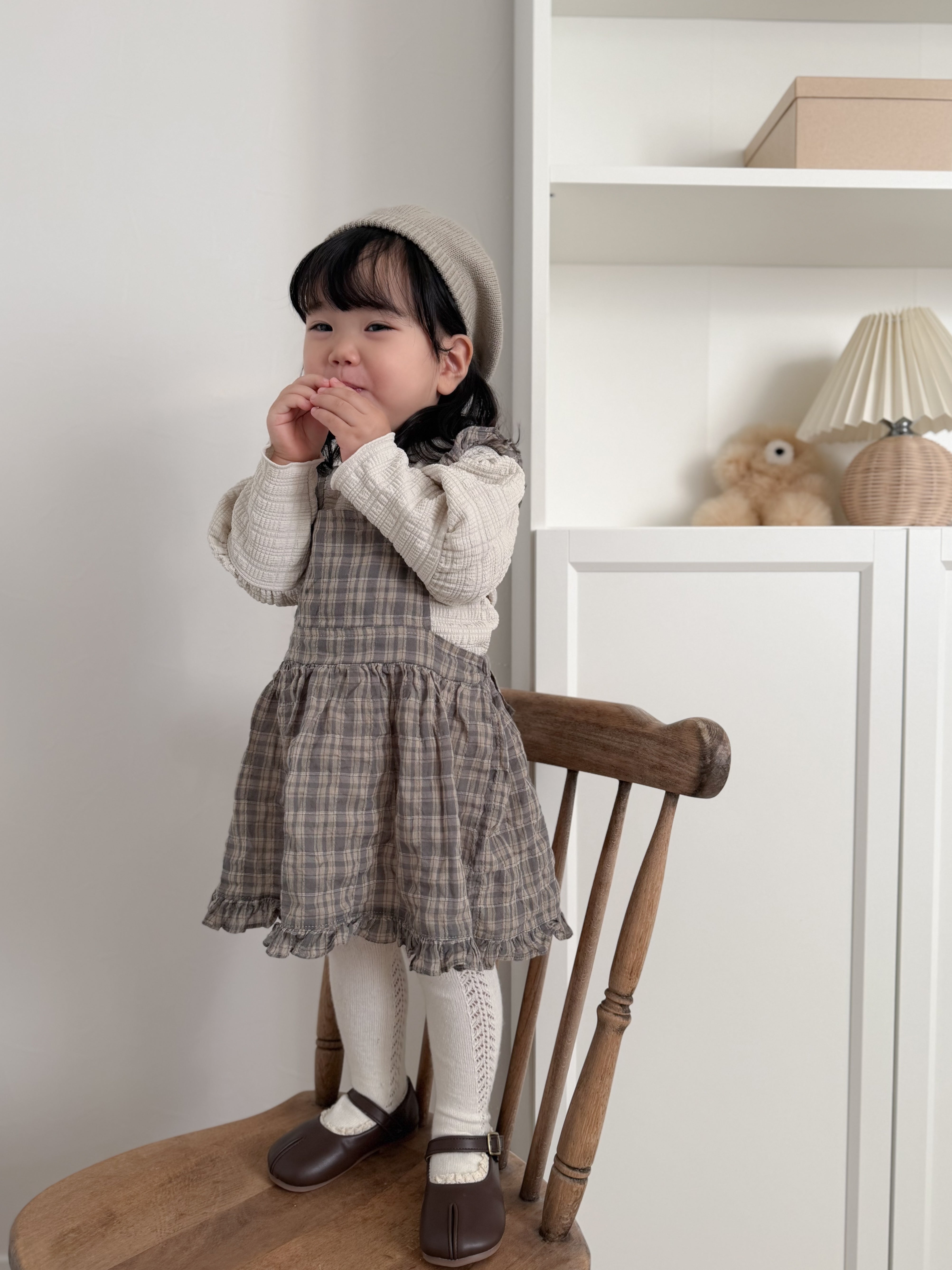 Check frill one piece