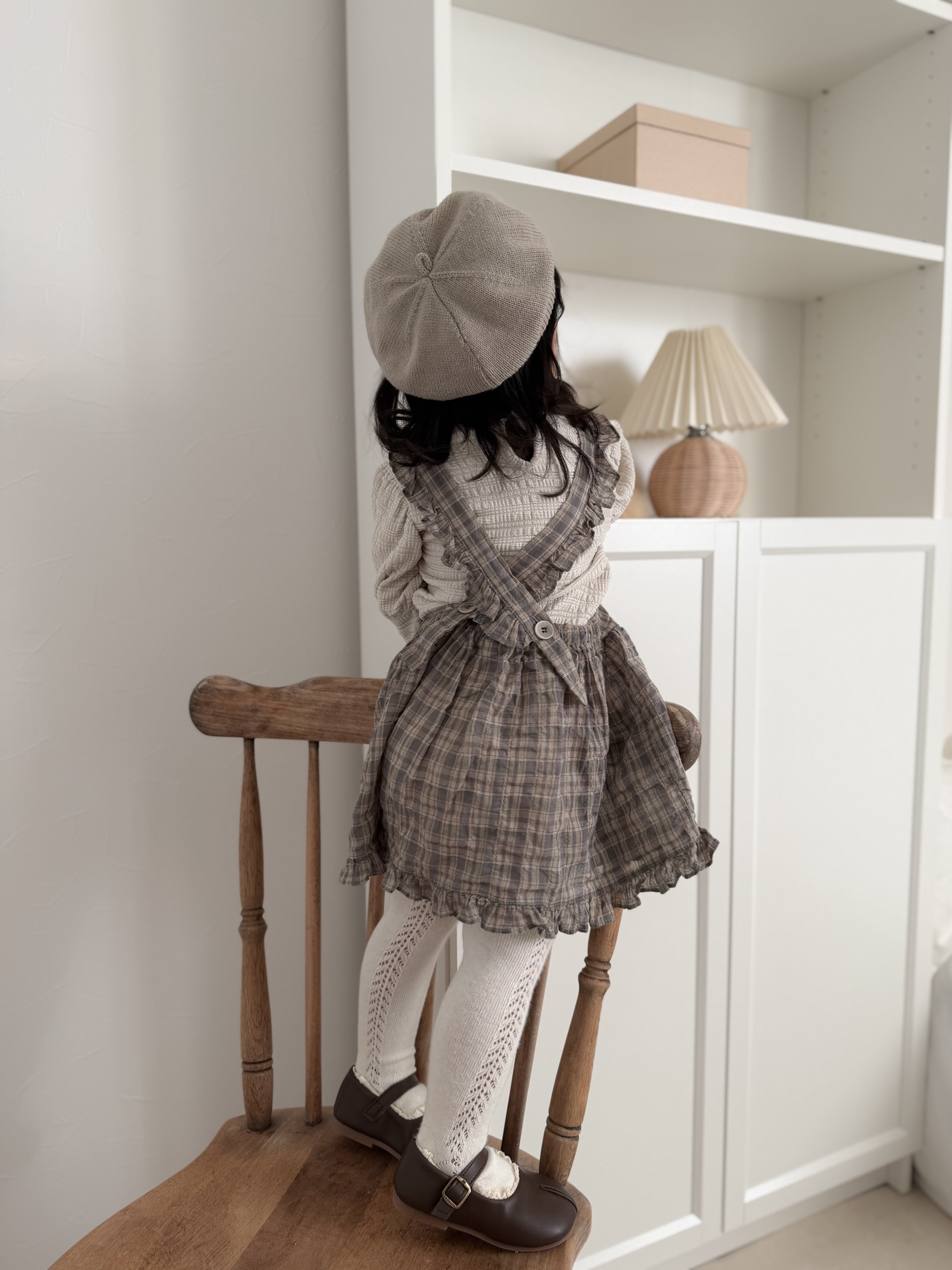 Check frill one piece