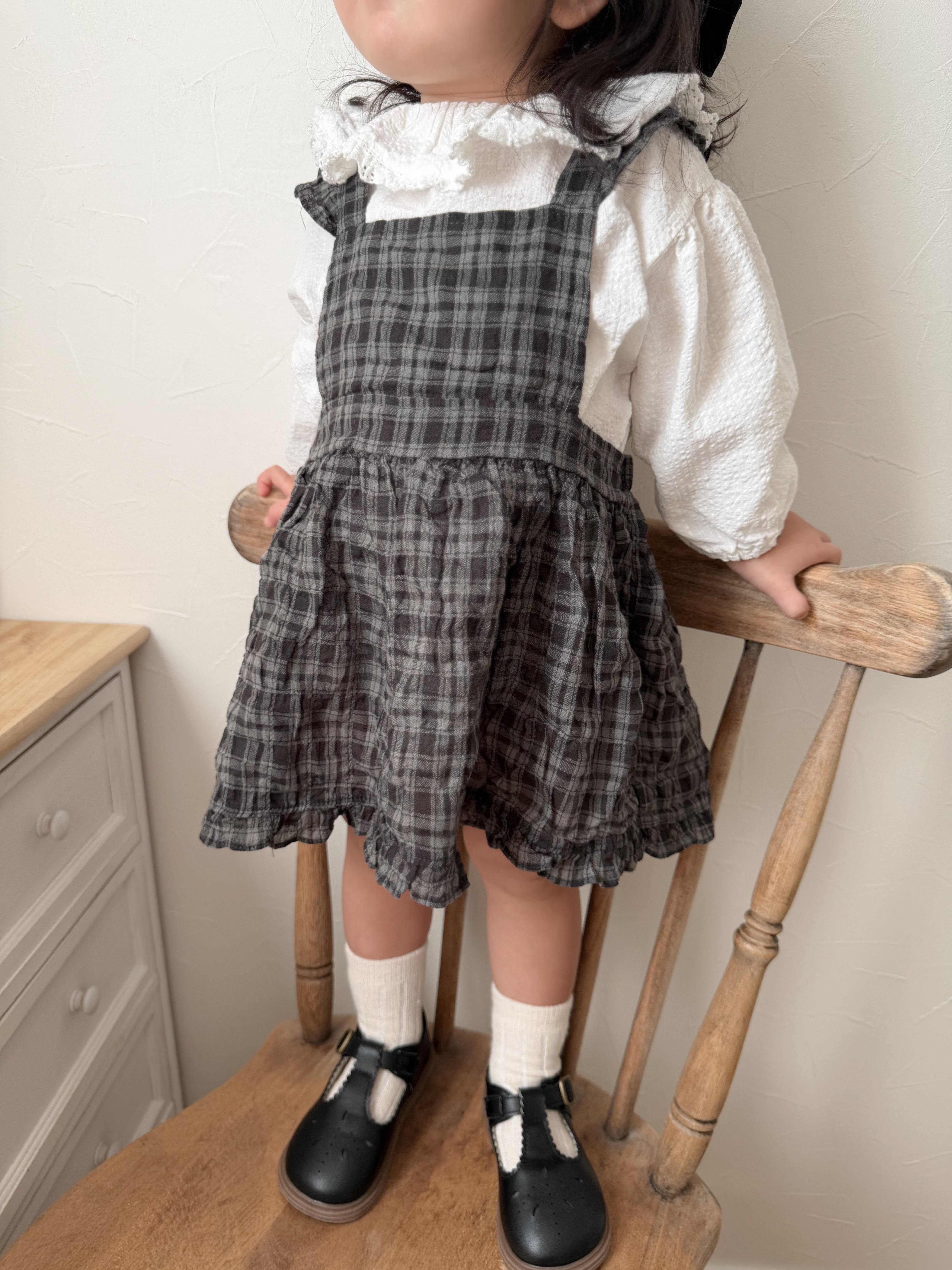 Check frill one piece