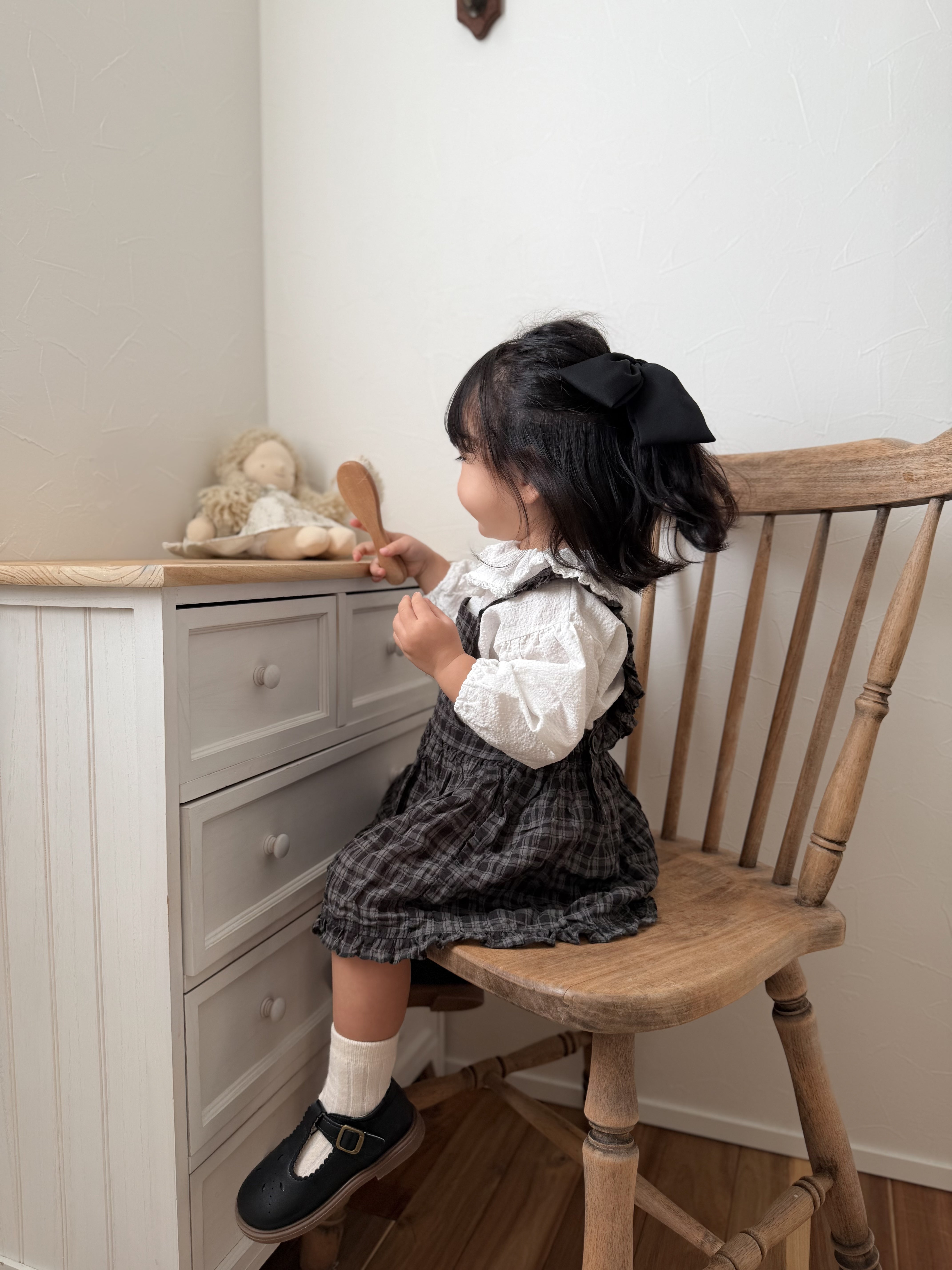 Check frill one piece