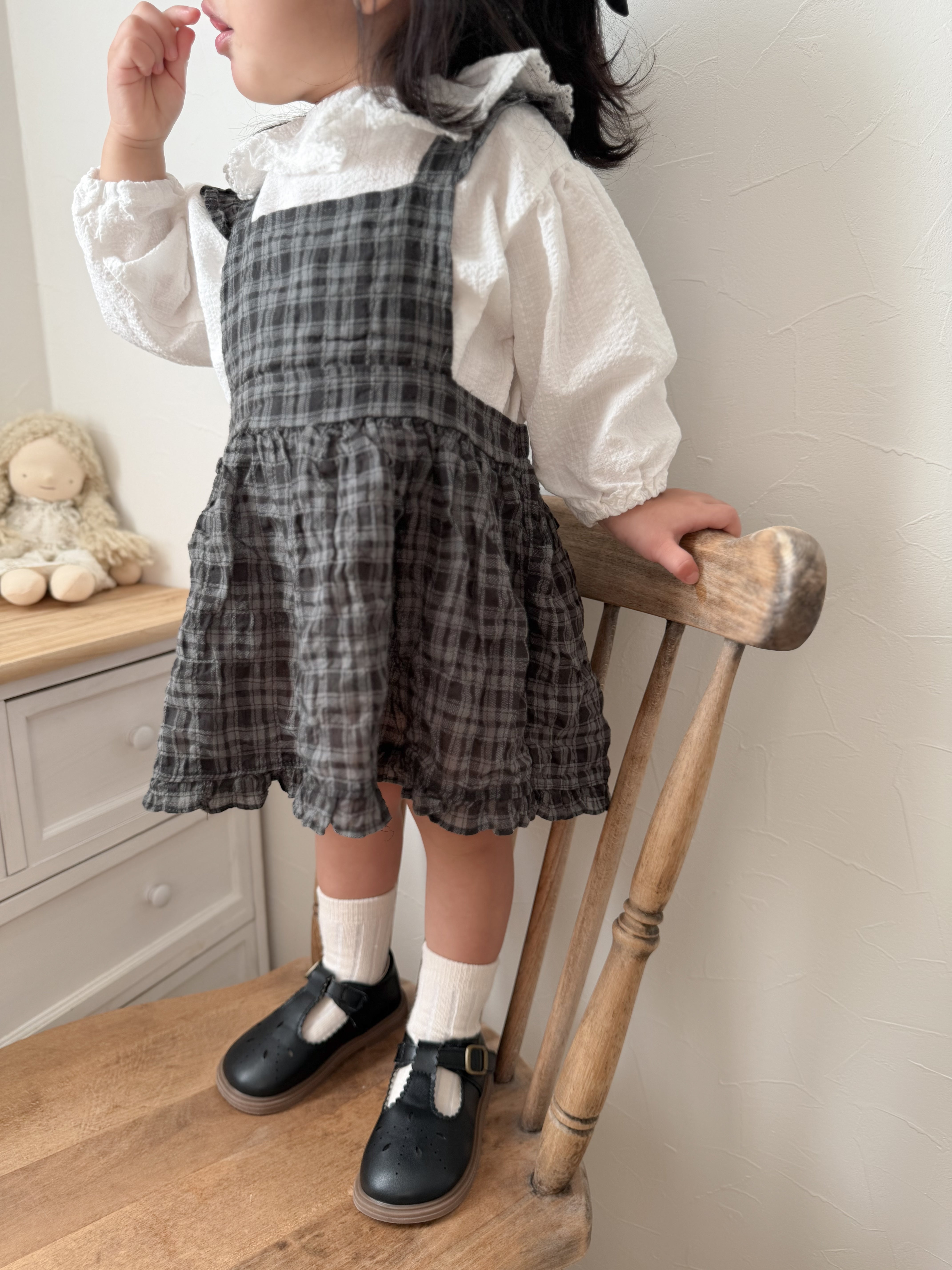 Check frill one piece