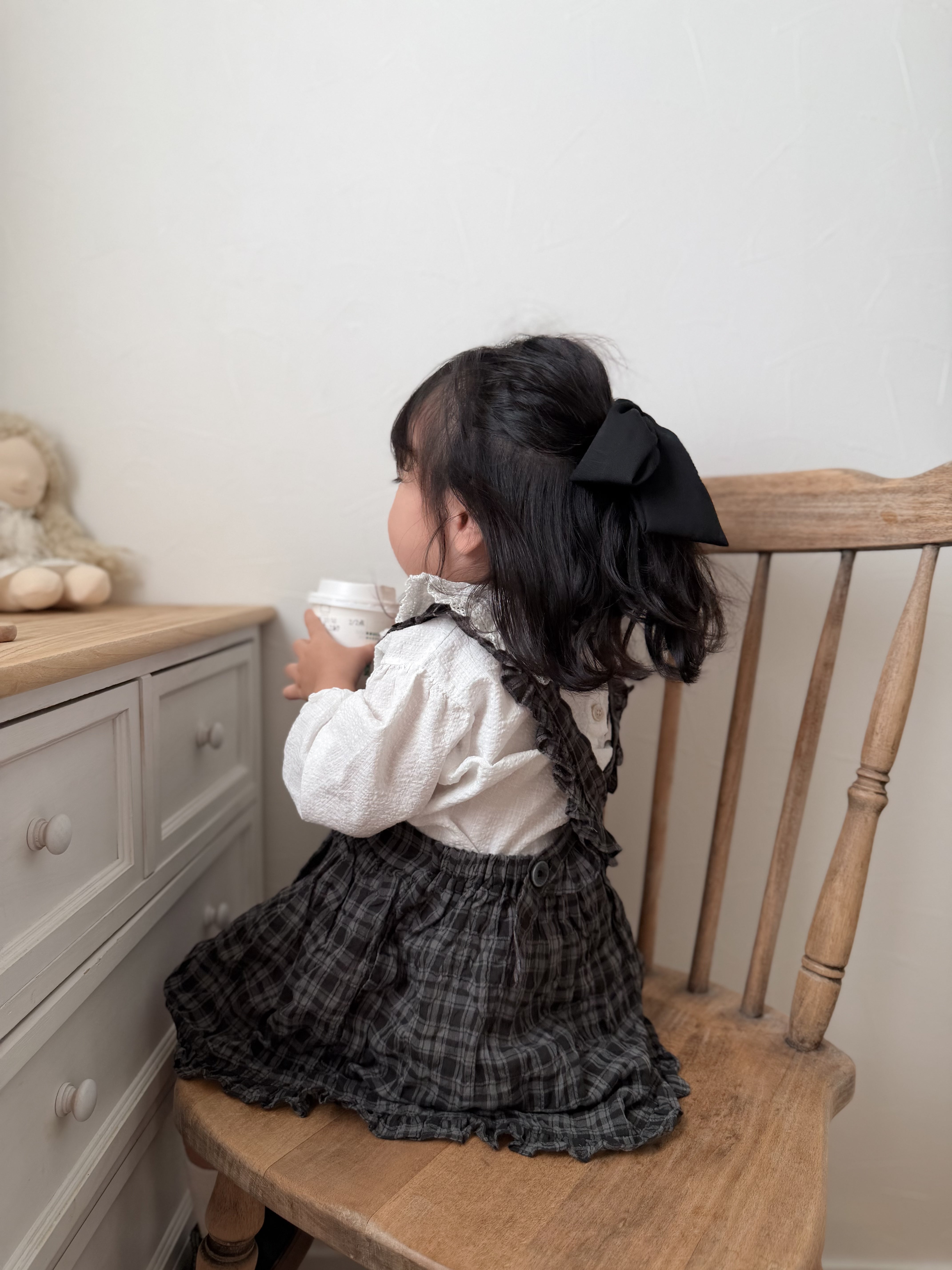 Check frill one piece