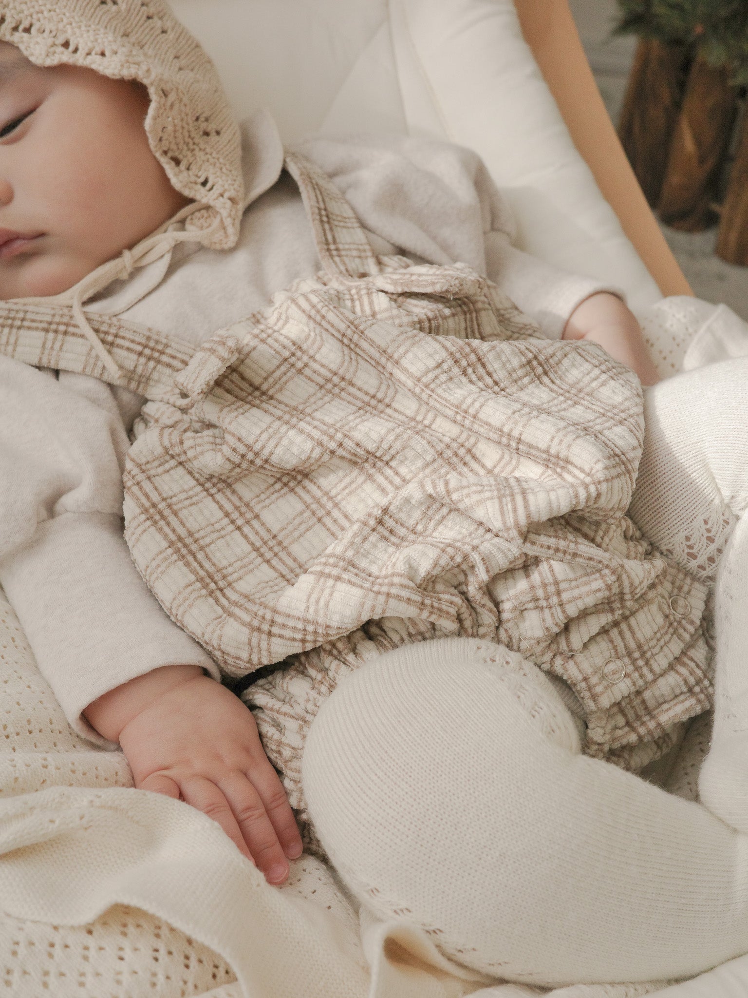 Soft check suspender bloomer