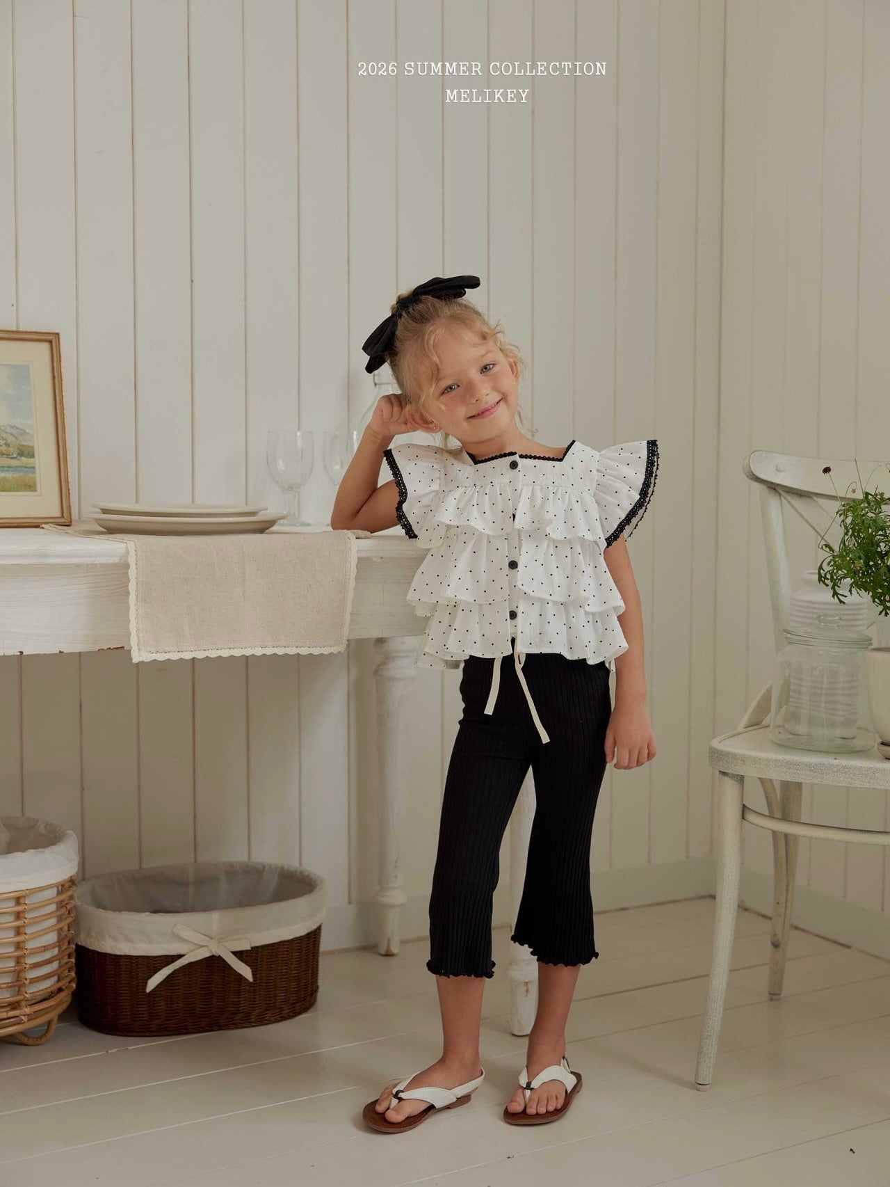 Dot tiered sleeveless top