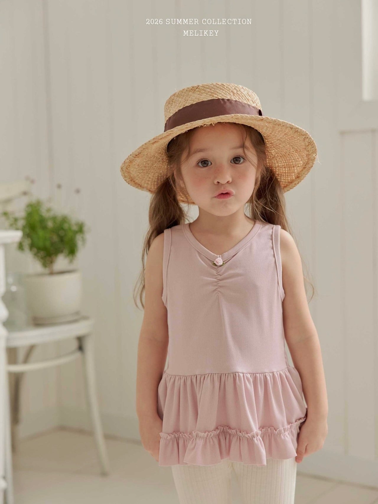 Rose frill sleeveless T shirt