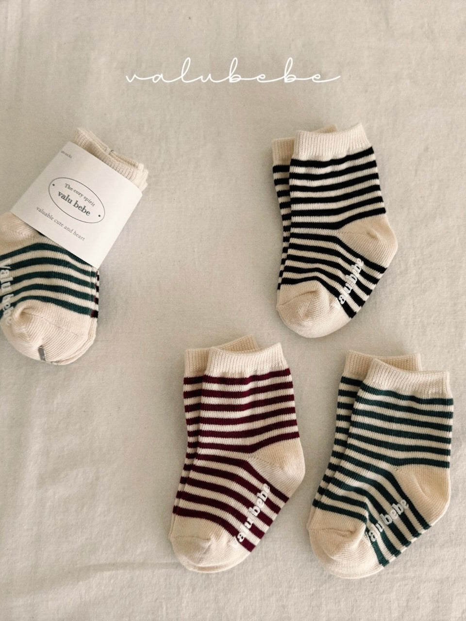 Stripe ribbed socks set