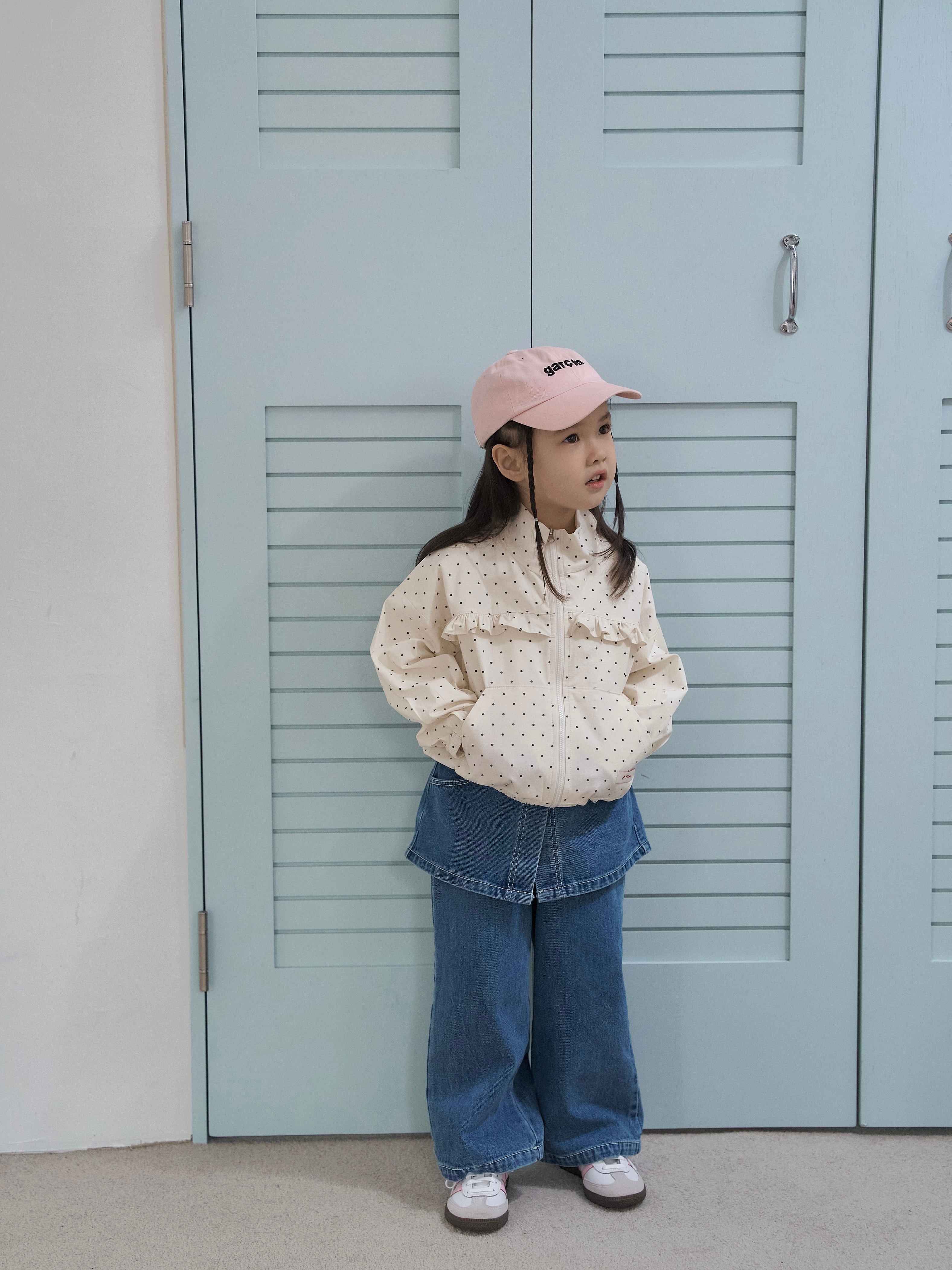 Polka dot zip up jacket