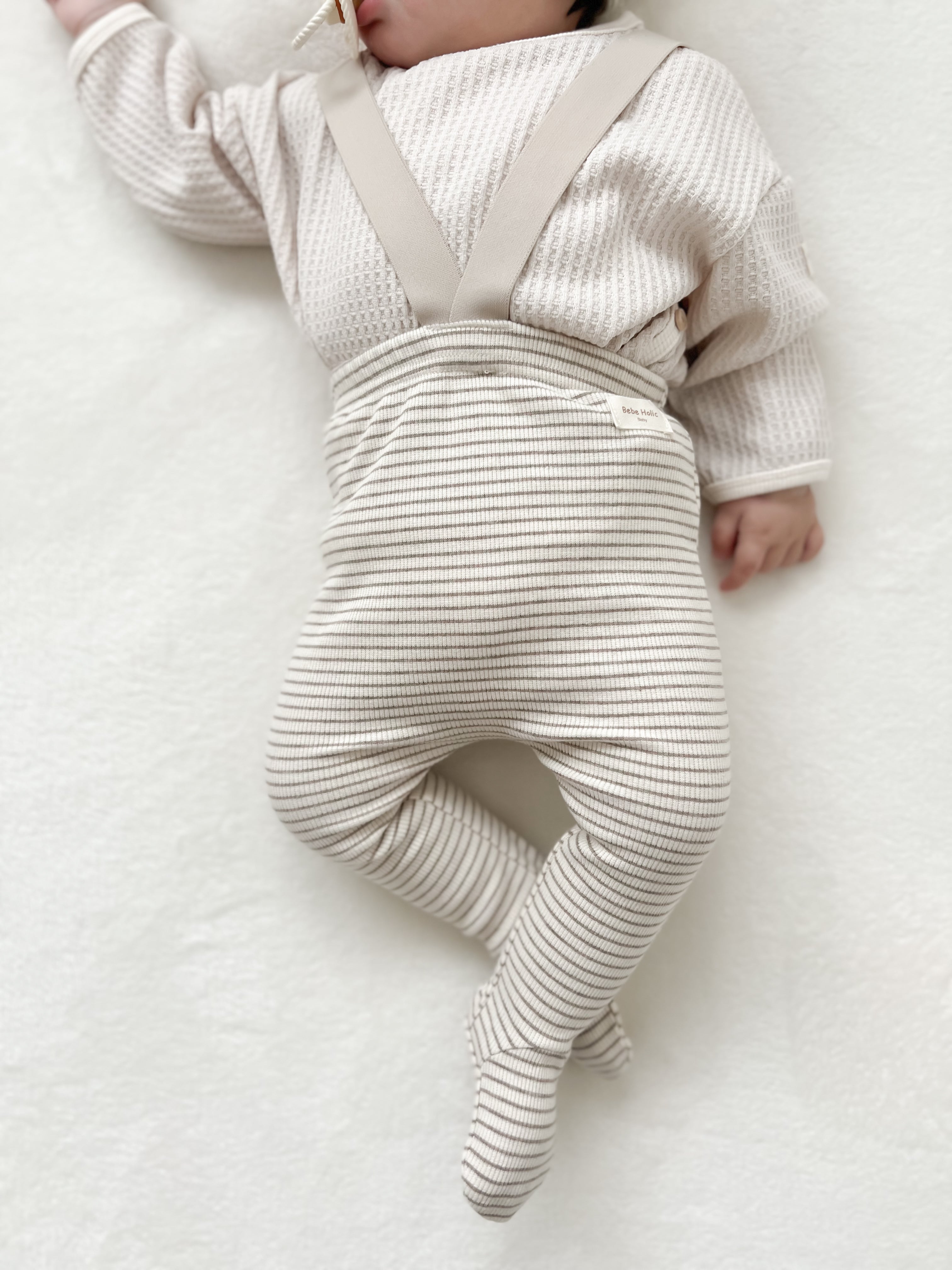 Bebe stripe suspender leggings