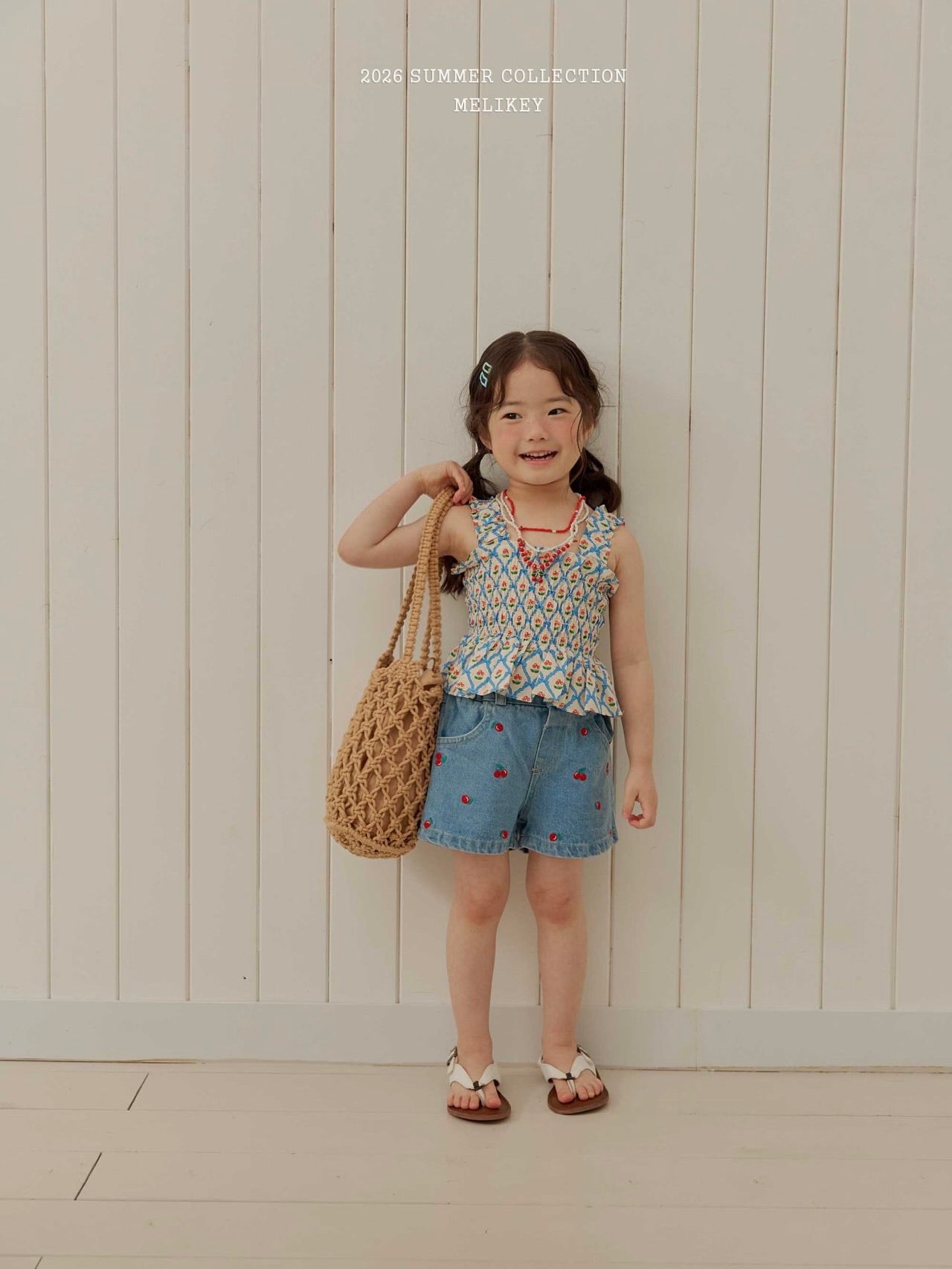 Cherry ribbon tucking blouse