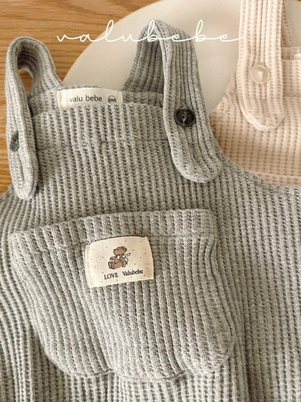 Waffle overall rompers