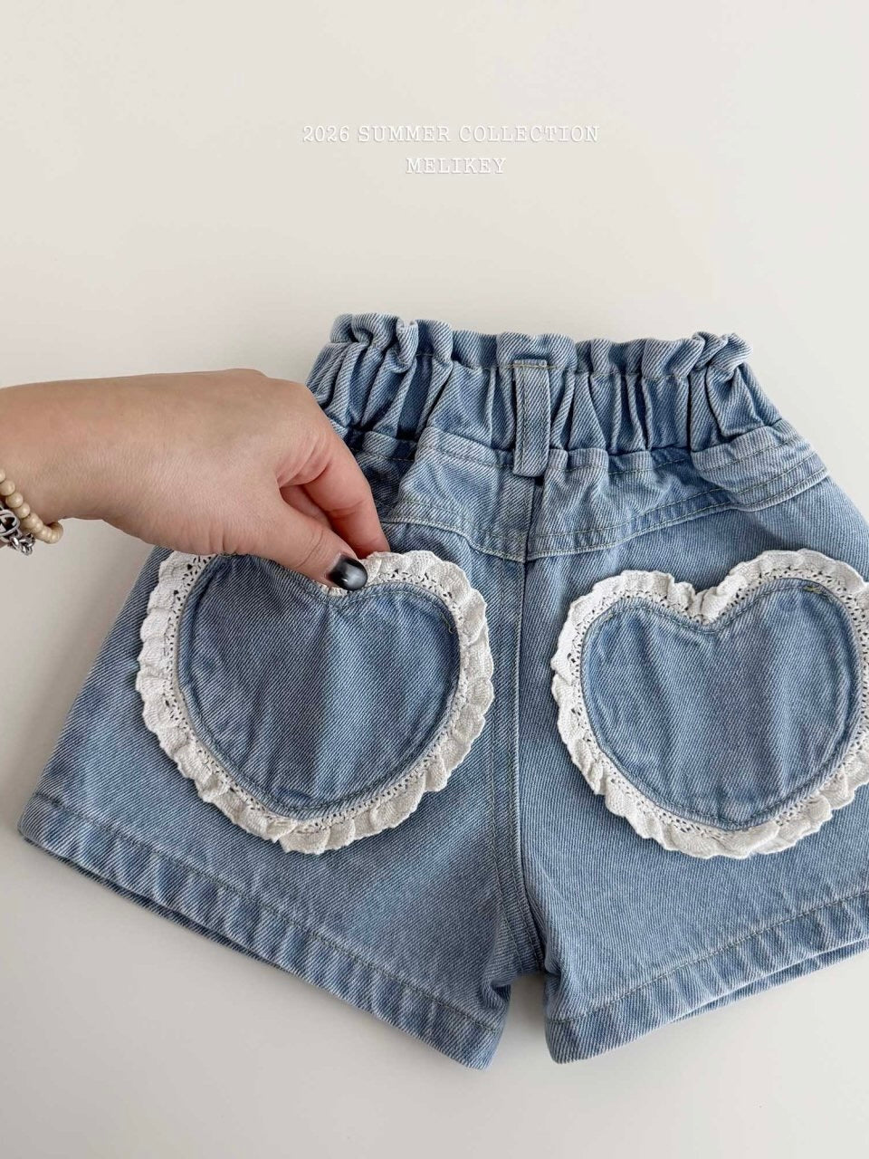 Heart denim shorts