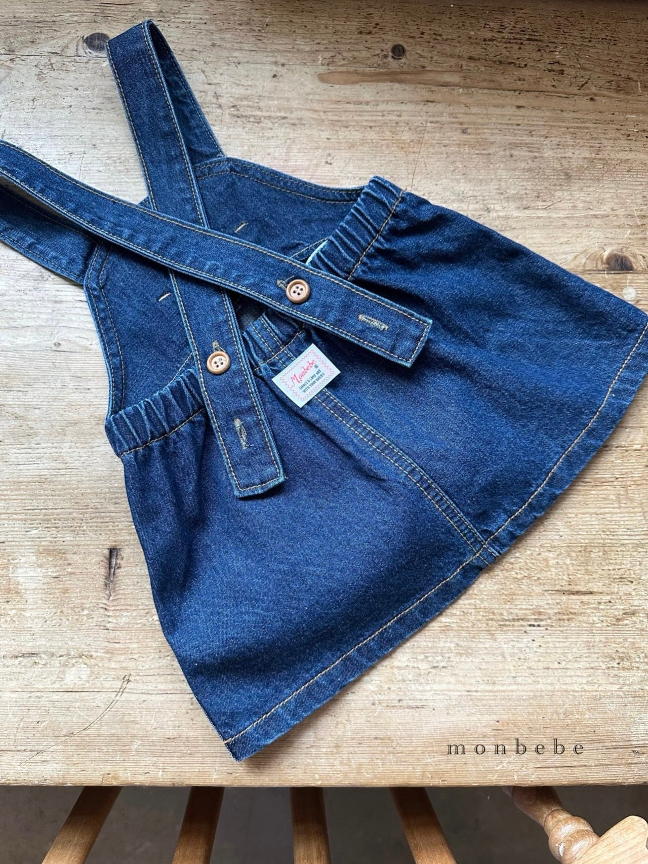 Bonbon denim suspender skirt