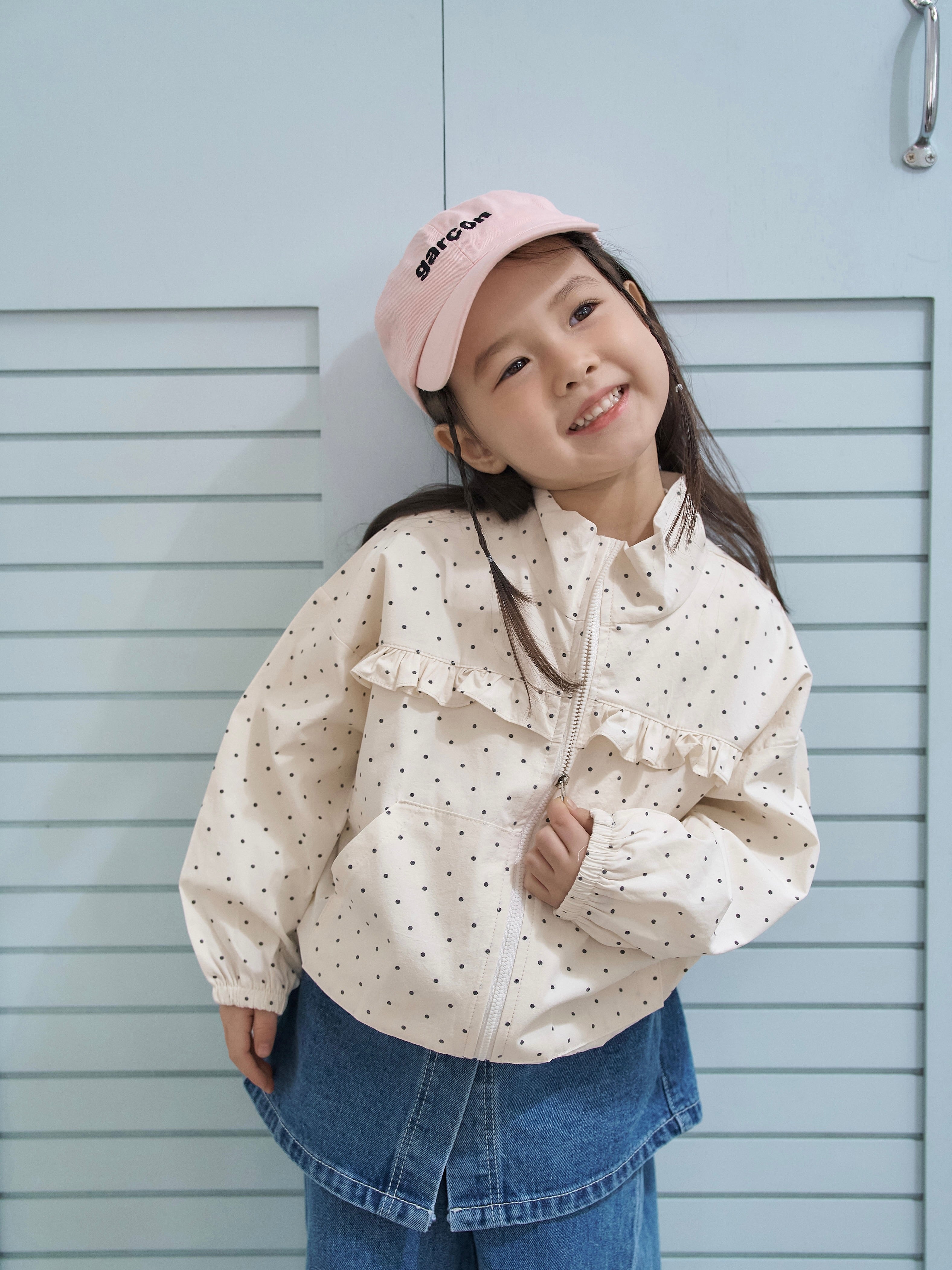 Polka dot zip up jacket