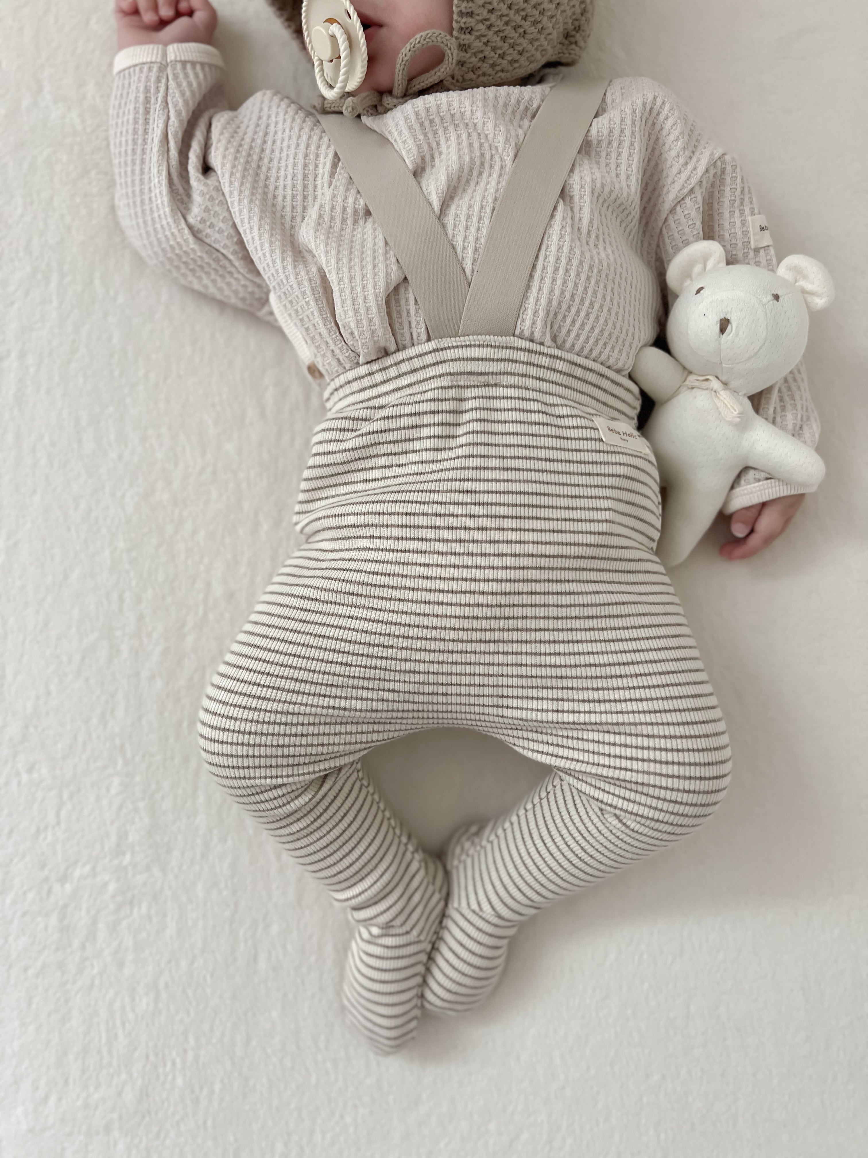 Bebe stripe suspender leggings