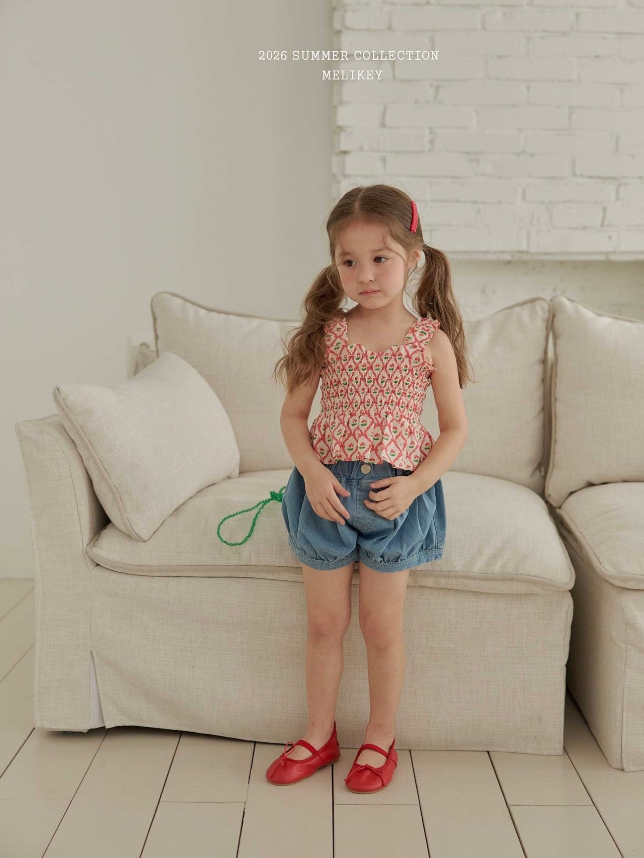 Cherry ribbon tucking blouse