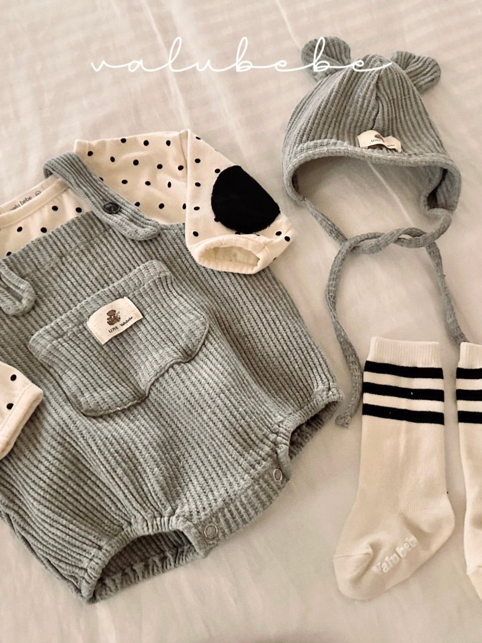 Waffle overall rompers