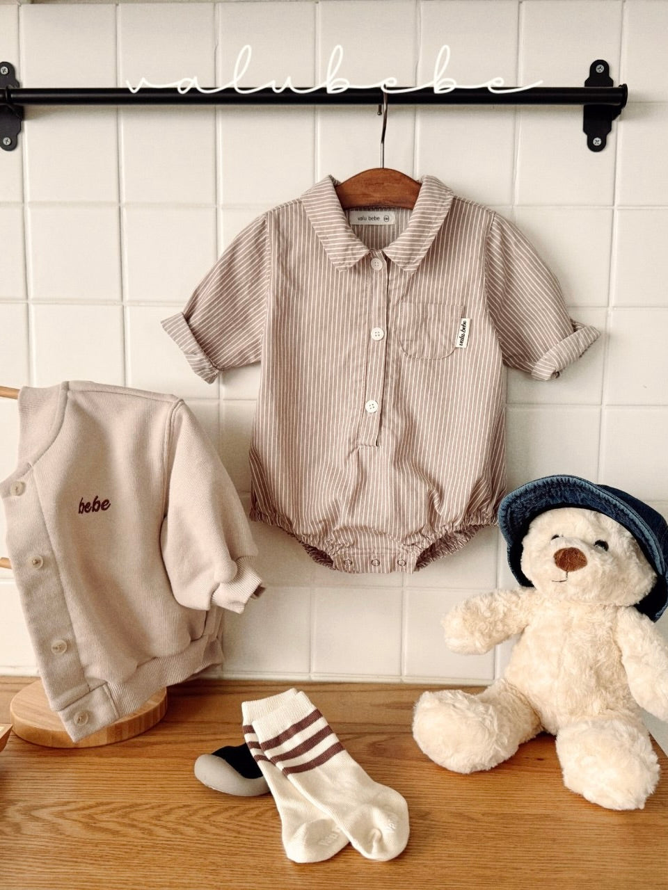 Striped shirt rompers