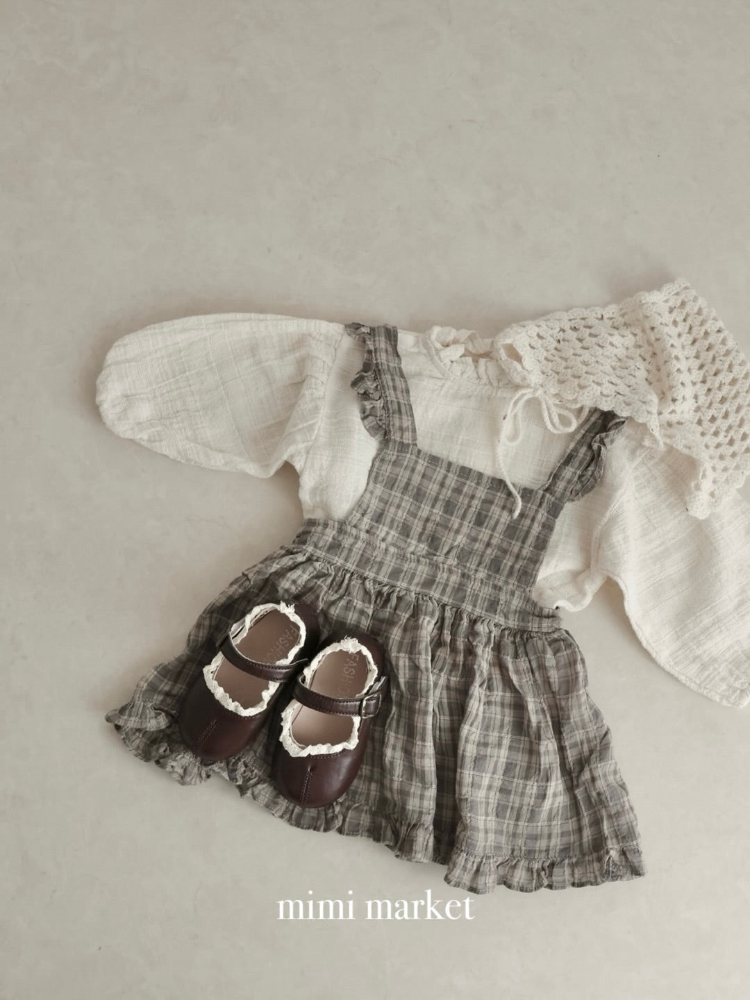 Check frill one piece