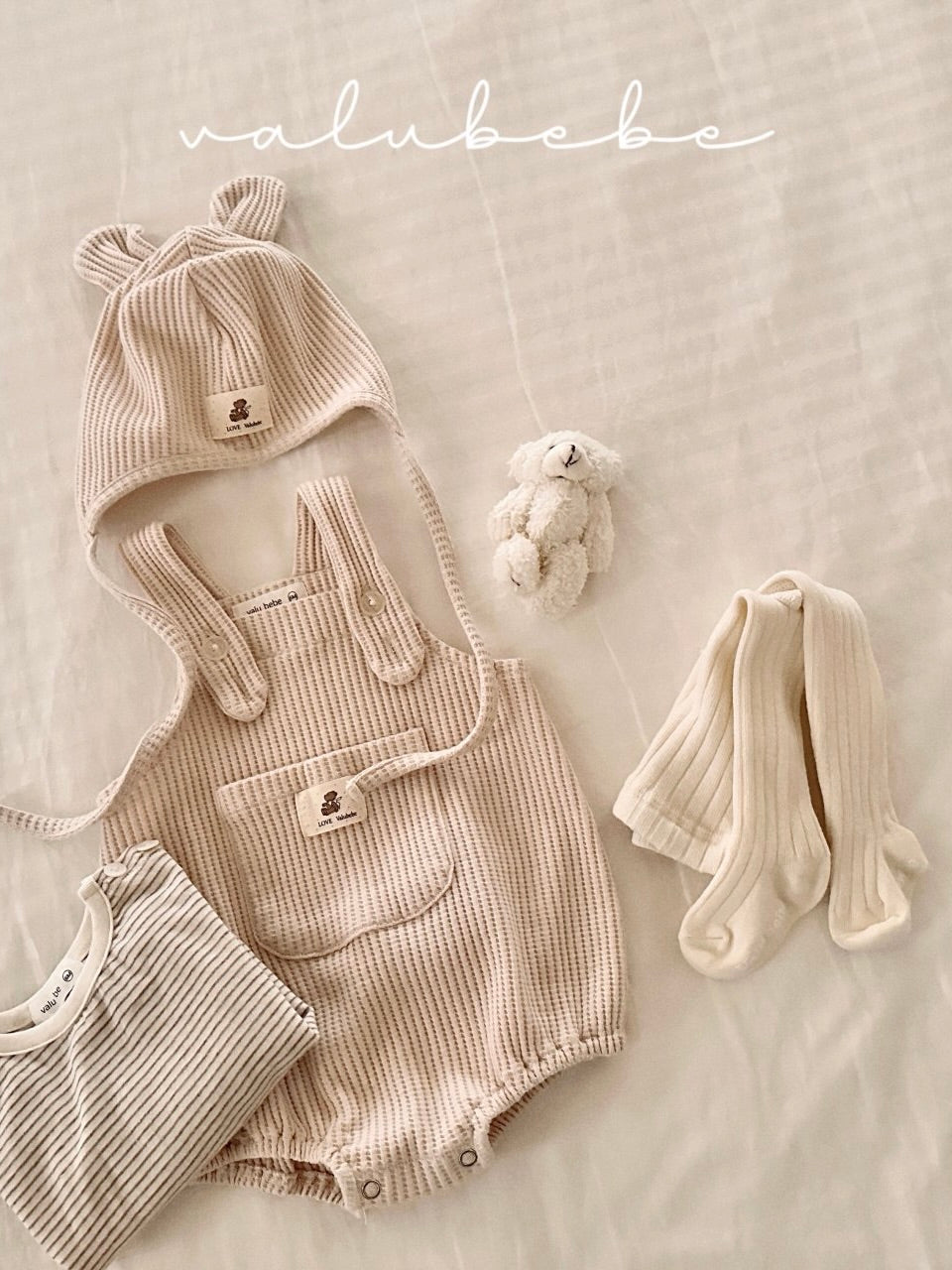 Waffle overall rompers