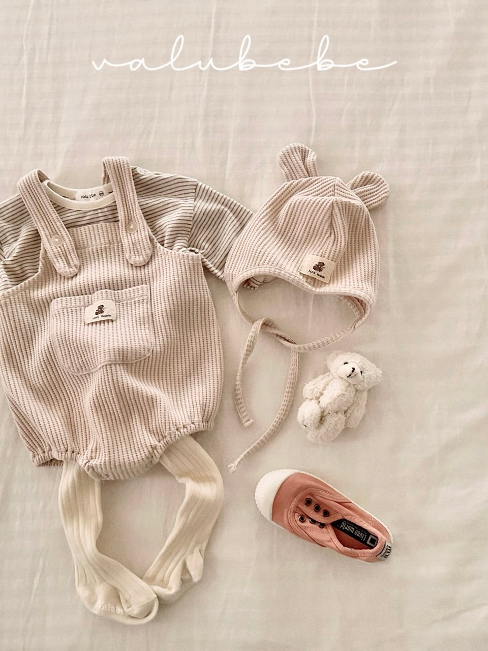 Waffle overall rompers