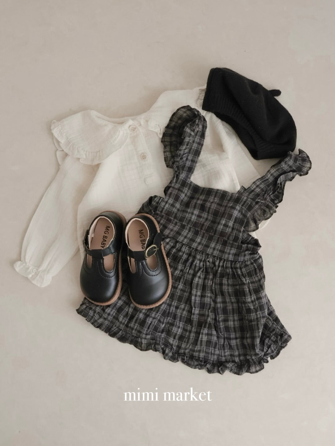 Check frill one piece