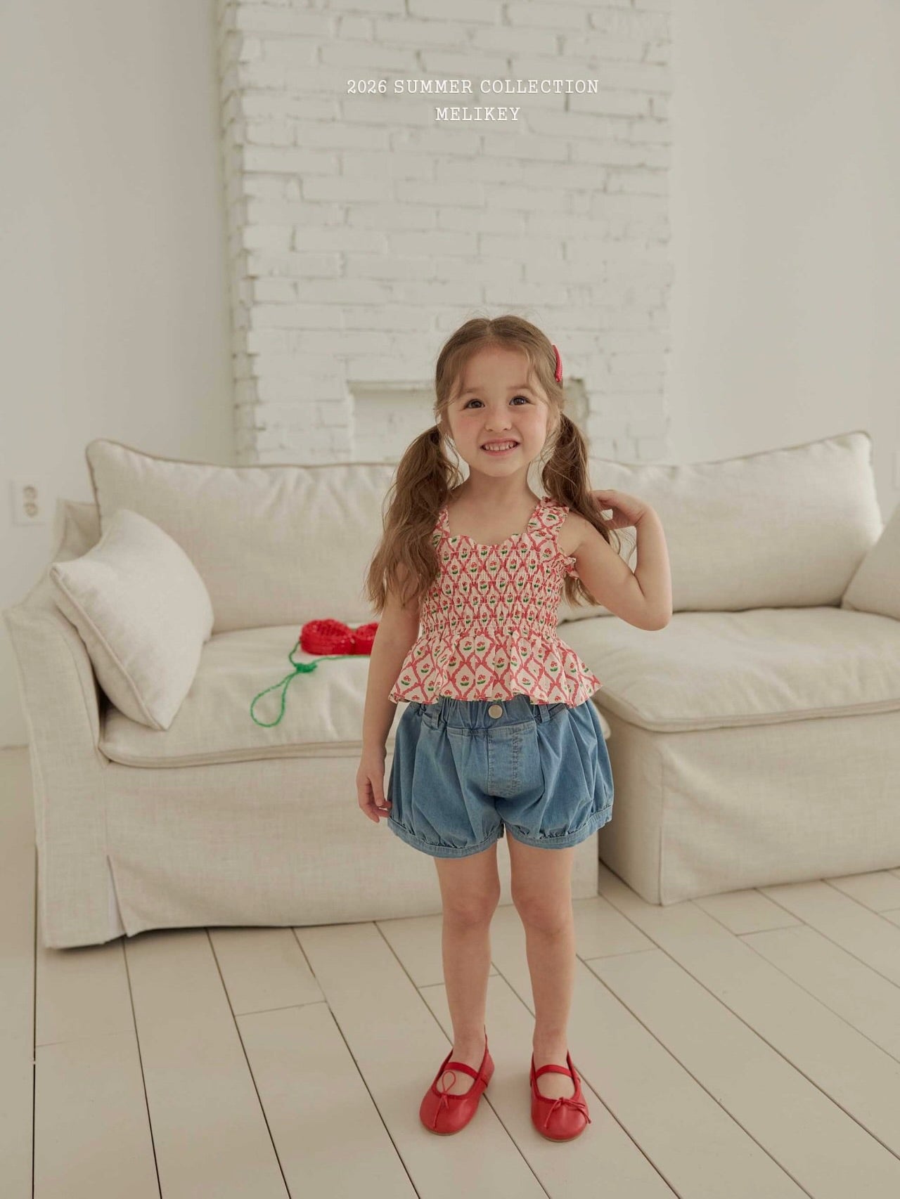 Cherry ribbon tucking blouse