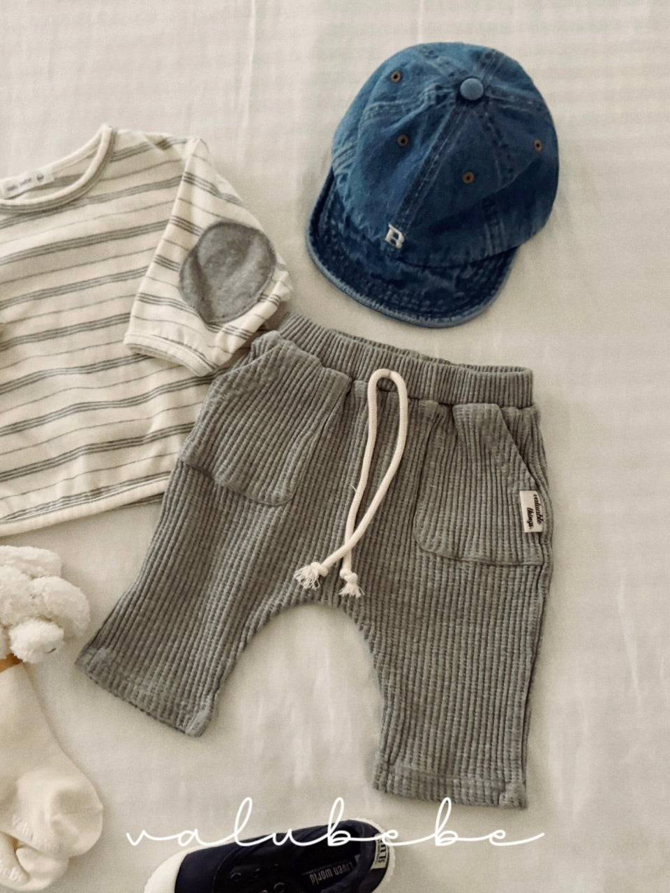 Wide waffle baggy pants