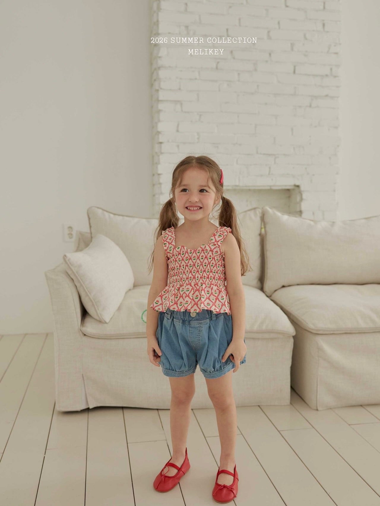 Cherry ribbon tucking blouse