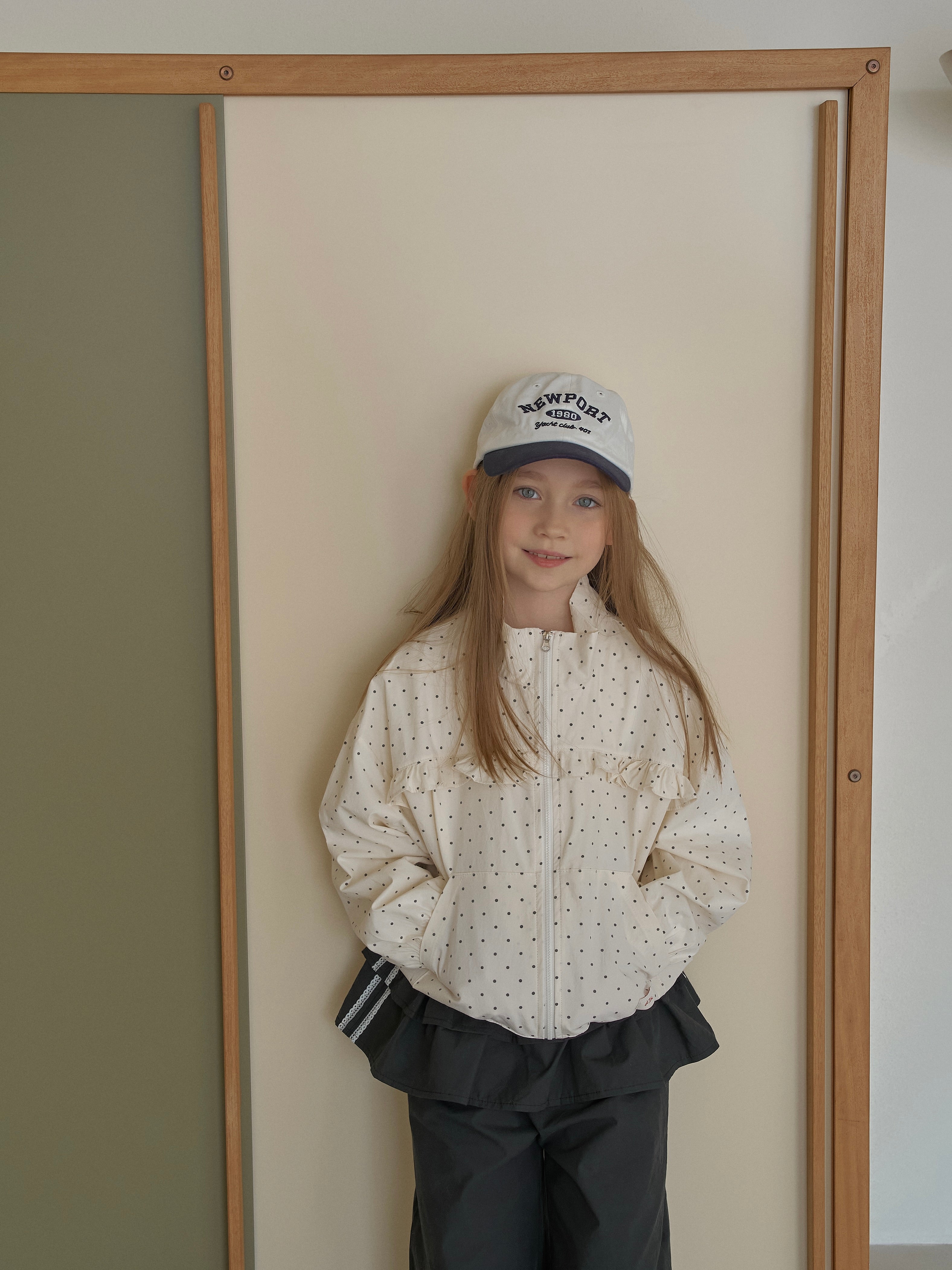 Polka dot zip up jacket