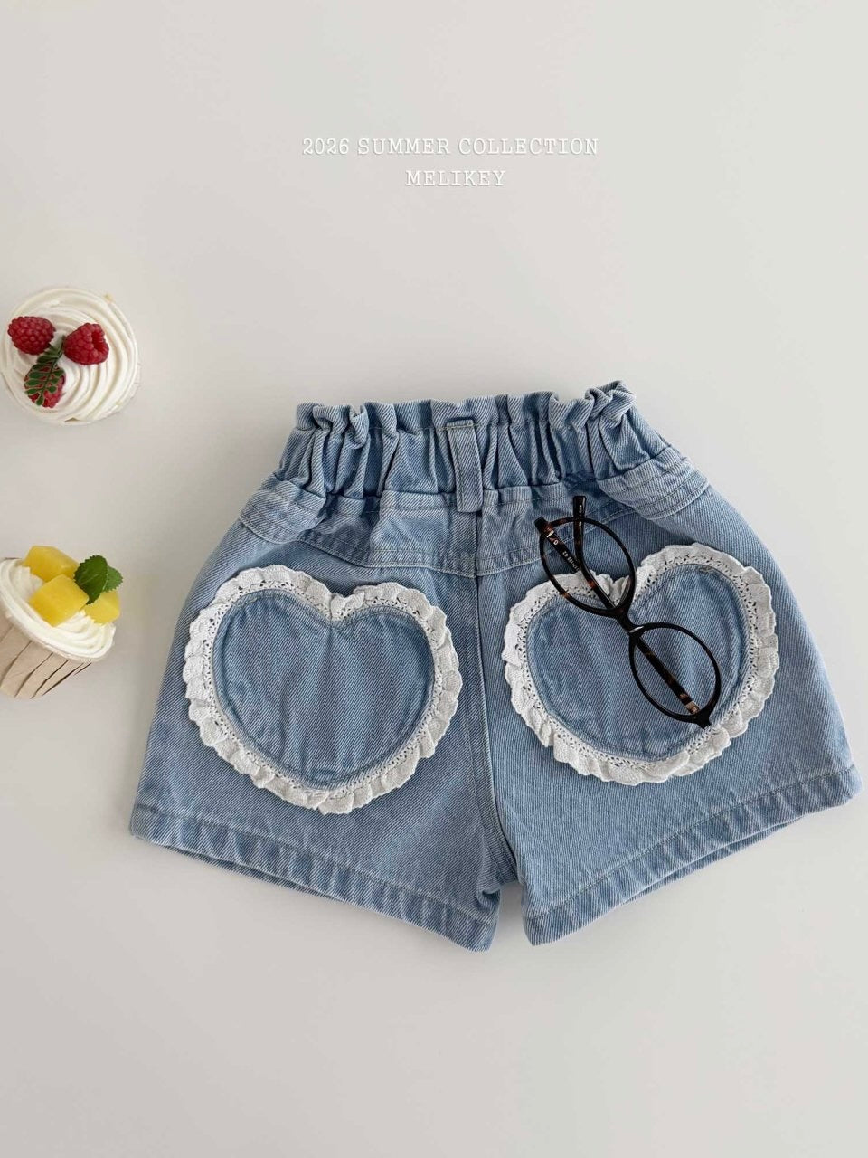 Heart denim shorts