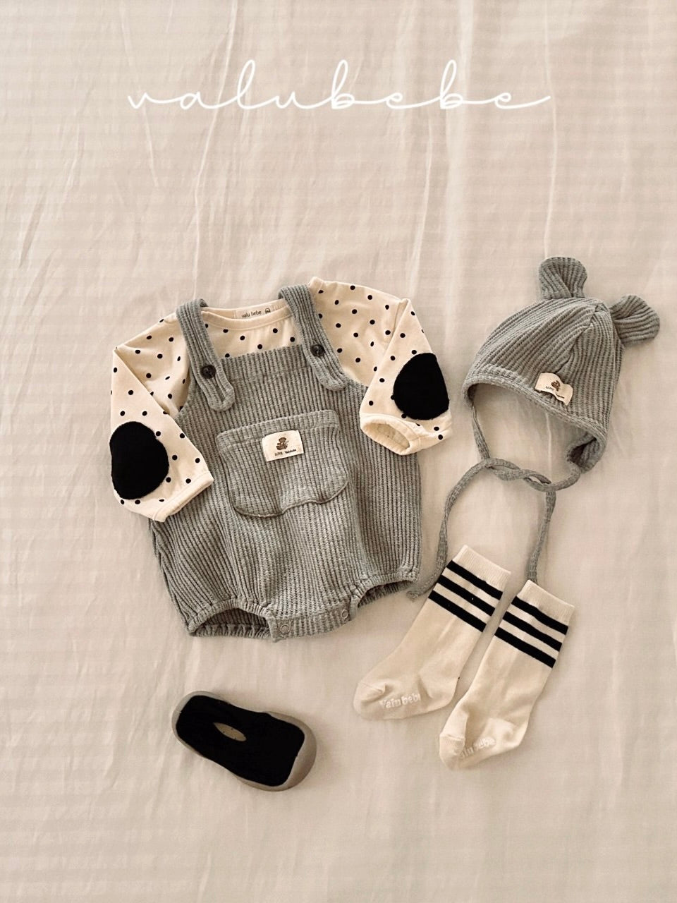 Waffle overall rompers