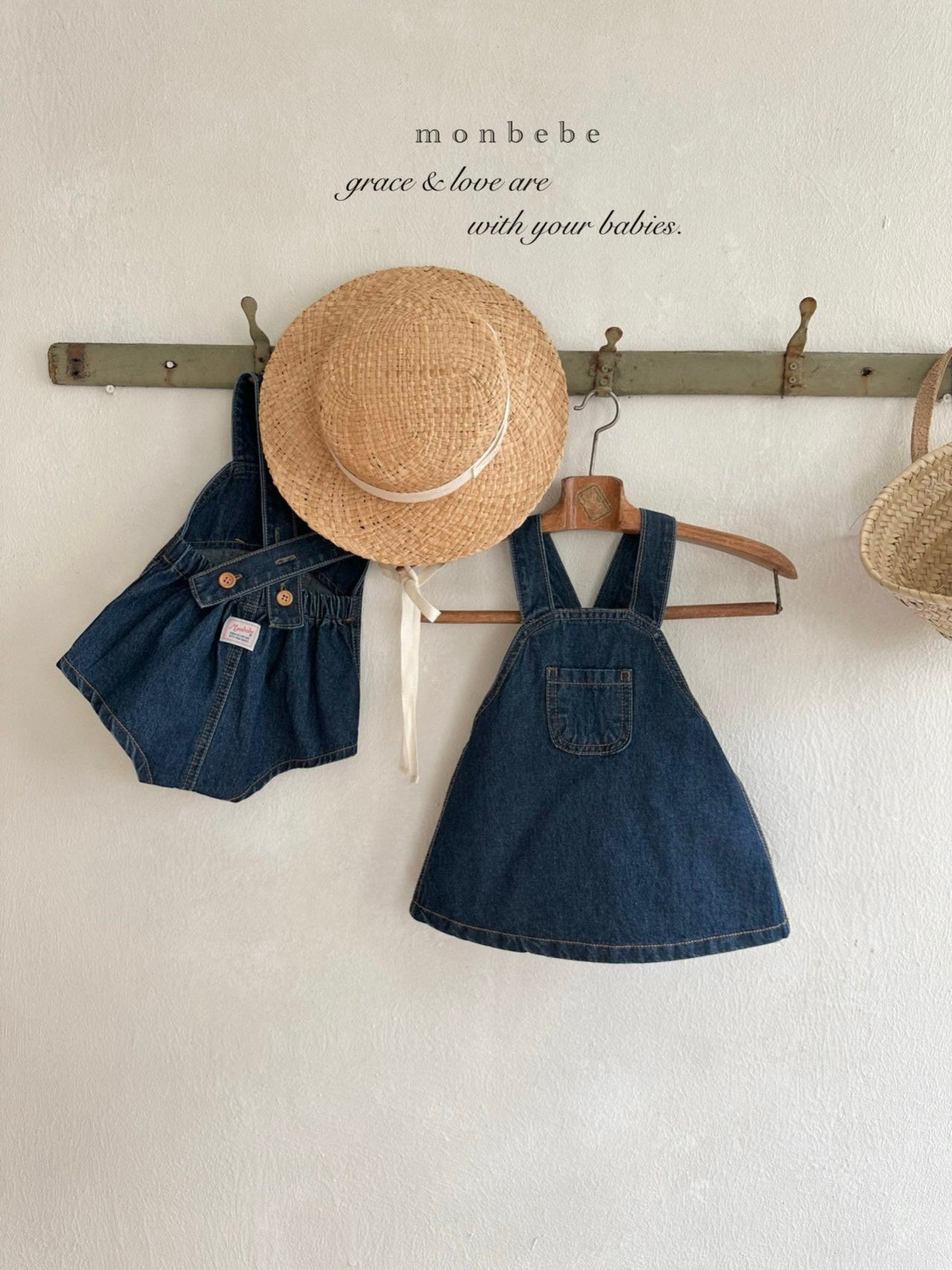 Bonbon denim suspender skirt
