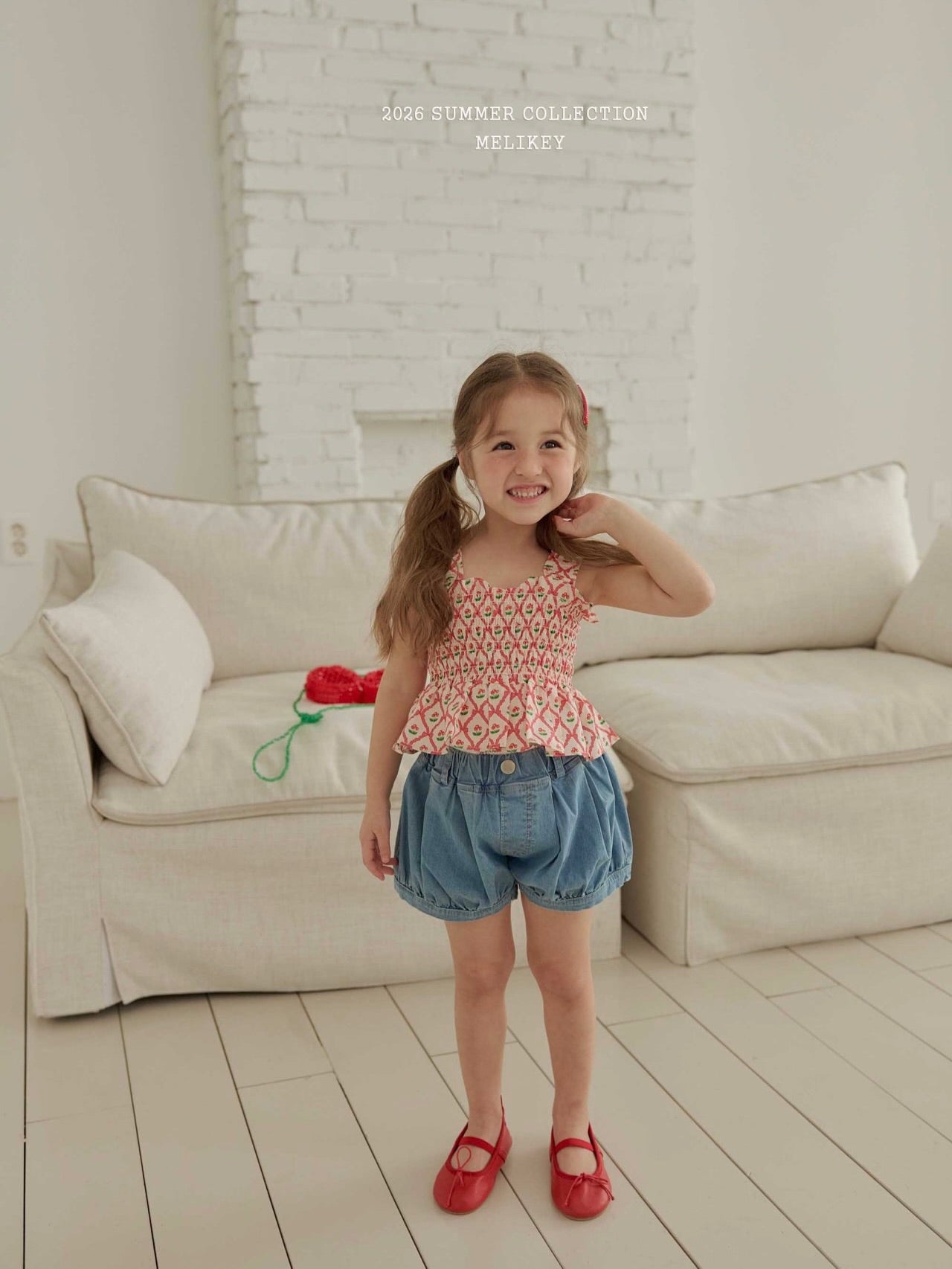 Cherry ribbon tucking blouse