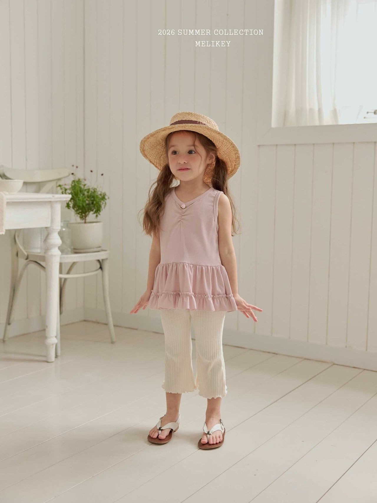 Rose frill sleeveless T shirt