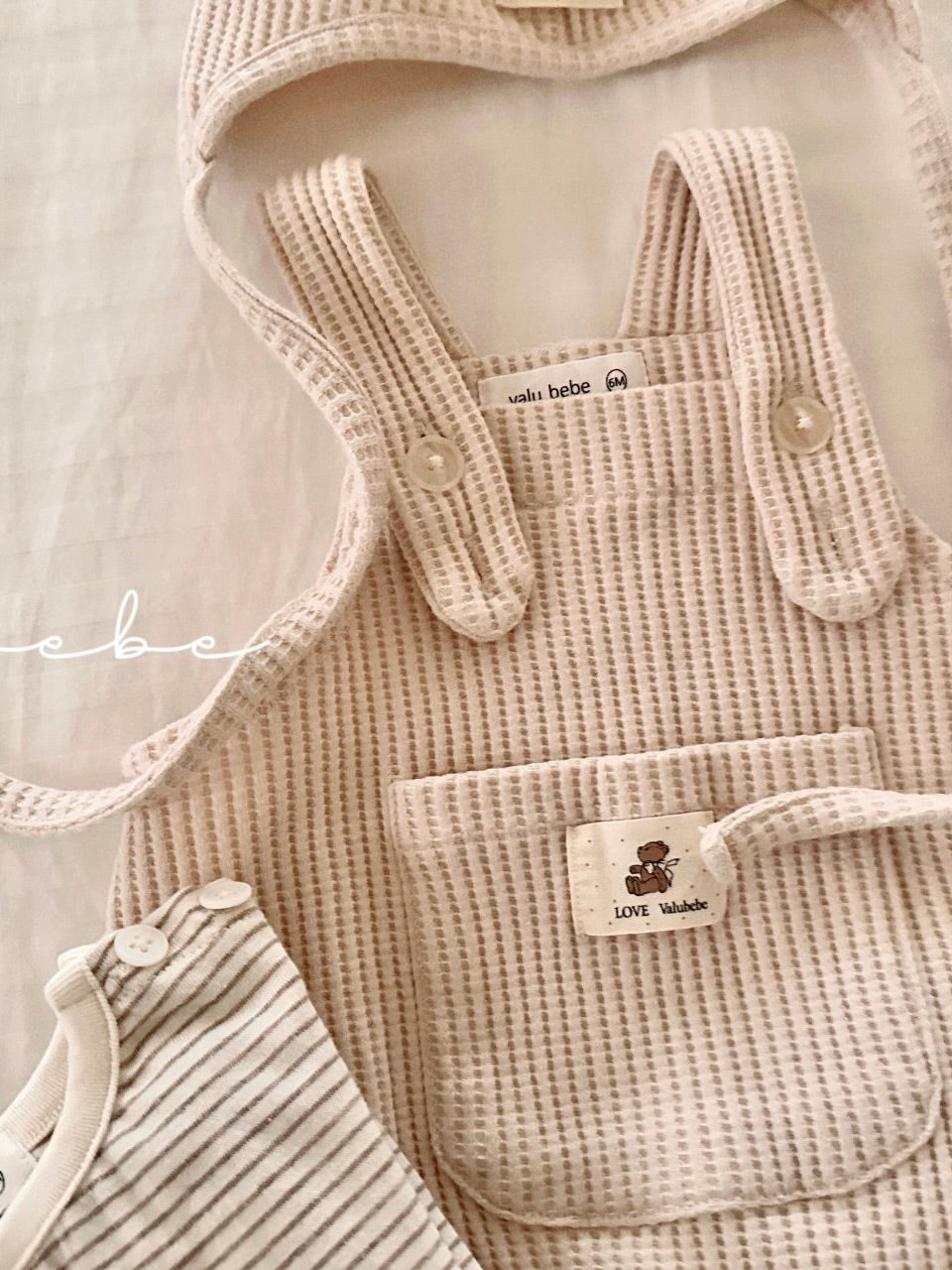 Waffle overall rompers